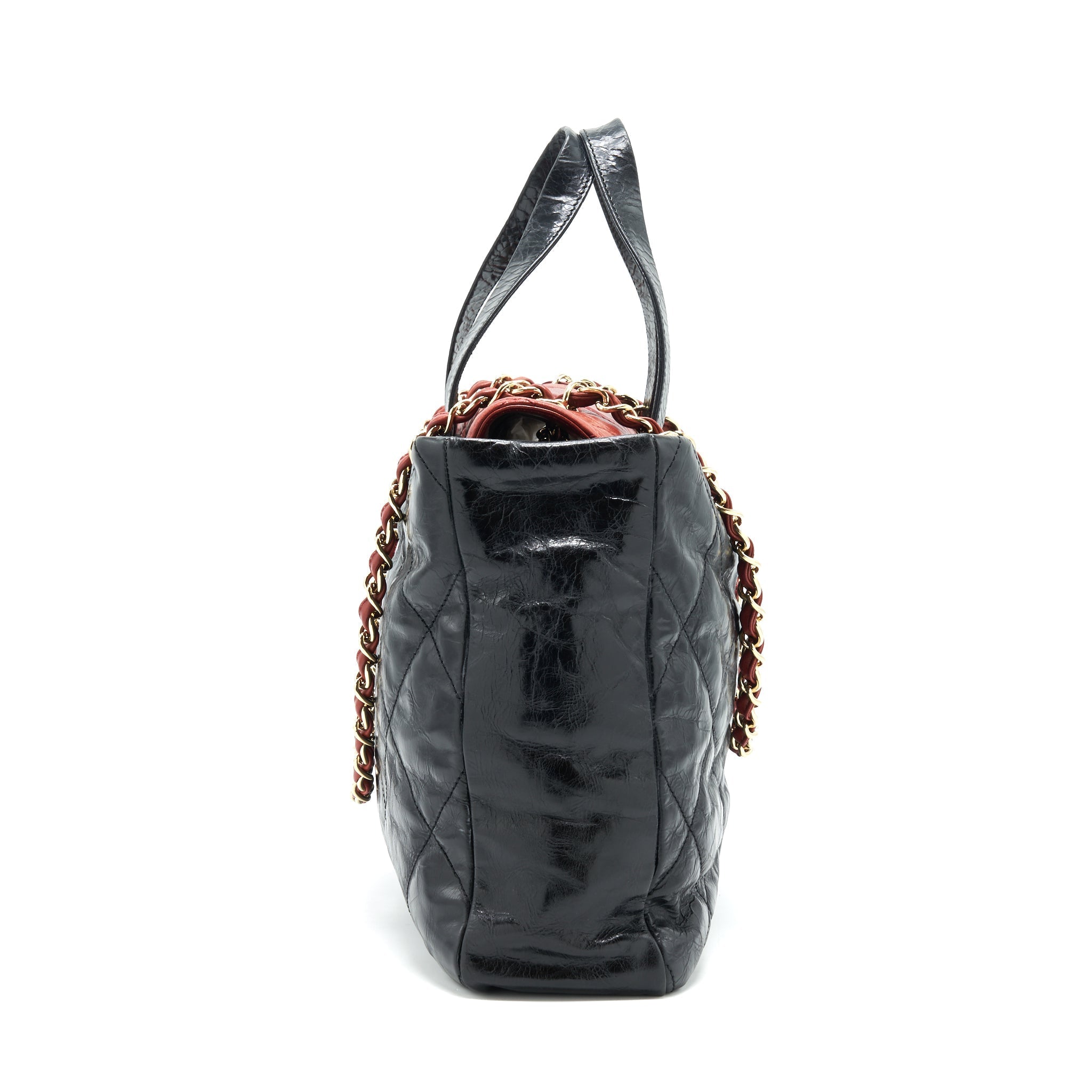 Chanel Calfskin Tote bag with Chain black and Red