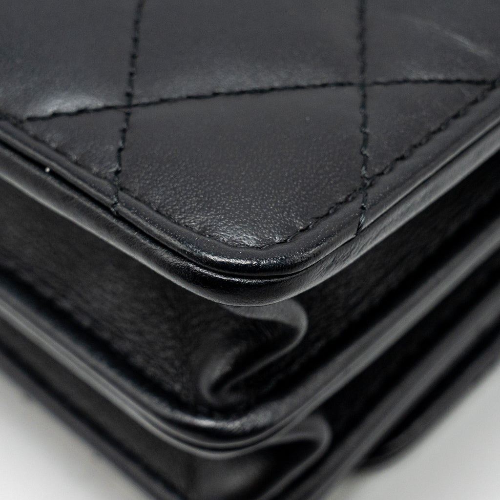 CHANEL Mini 2.55 Reissue Wallet On Chain Aged Calfskin Black  (Microchip)
