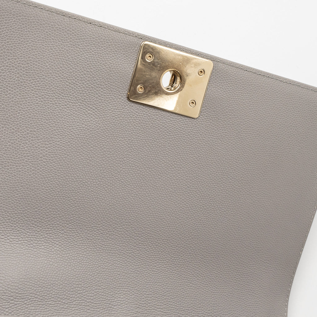 Chanel Medium Boy Bag Caviar Light Grey L