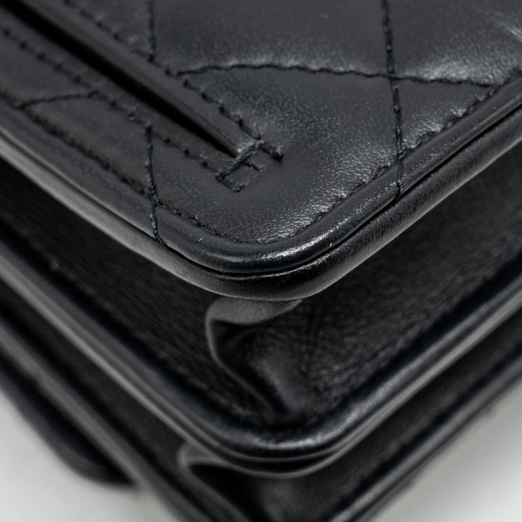 CHANEL Mini 2.55 Reissue Wallet On Chain Aged Calfskin Black  (Microchip)