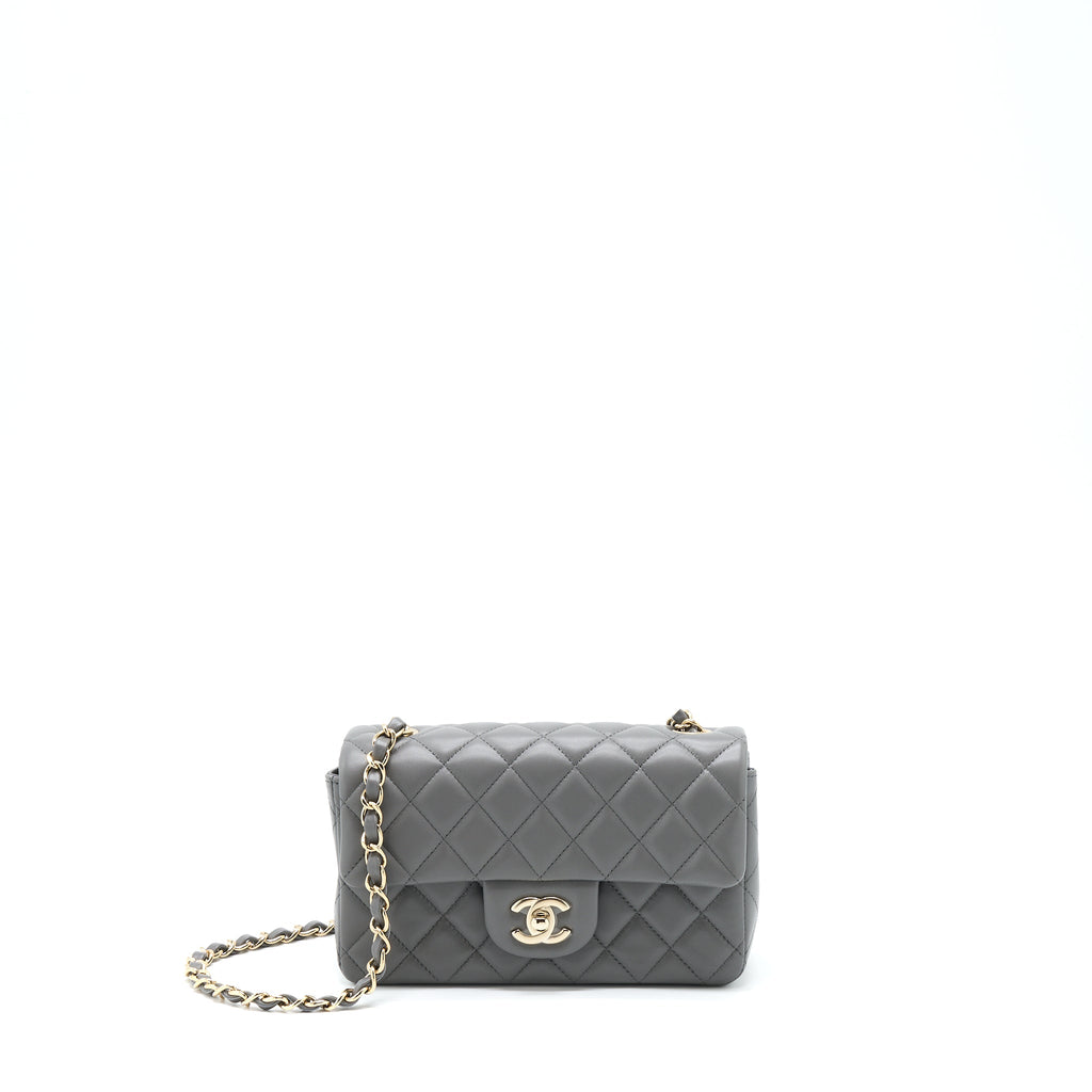 Chanel 22A Mini Rectangular Flap Bag Lambskin Grey L
