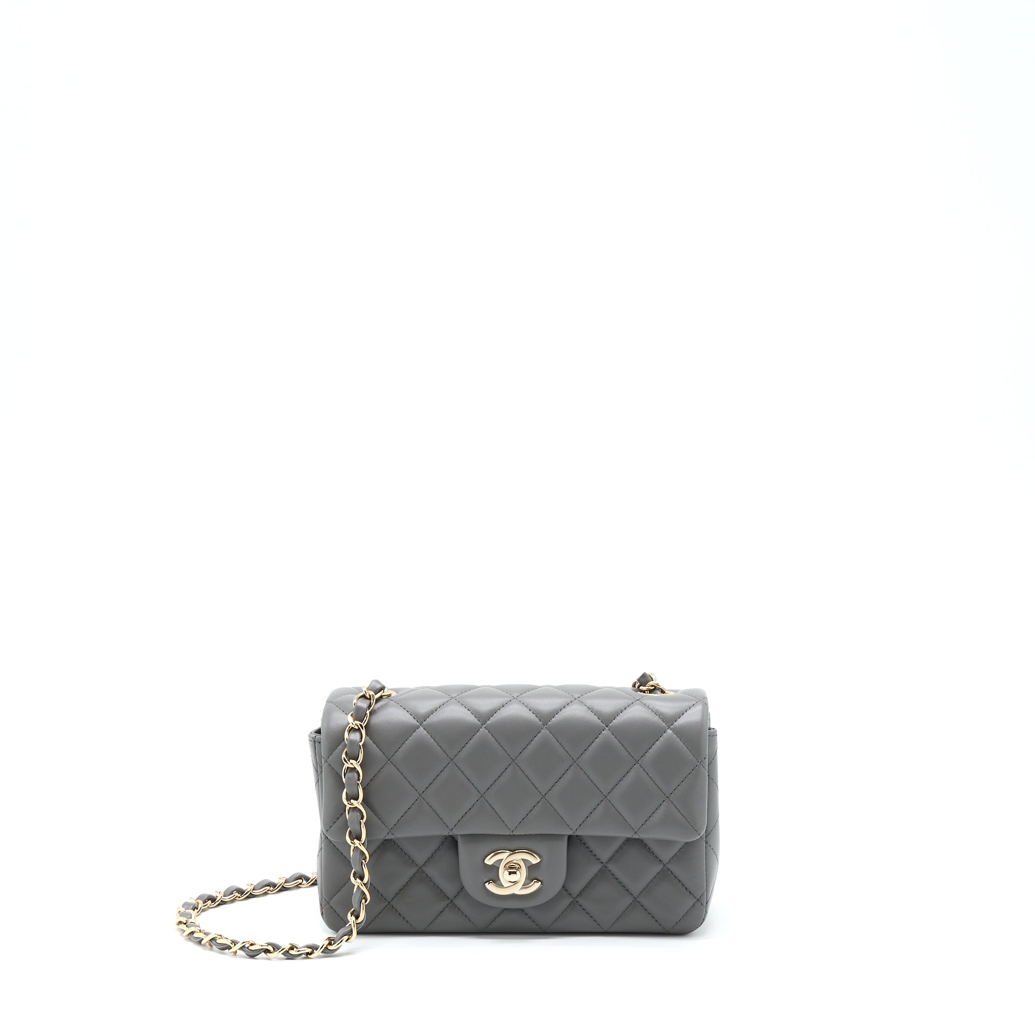 Chanel 22A Mini Rectangular Flap Bag Lambskin Grey L