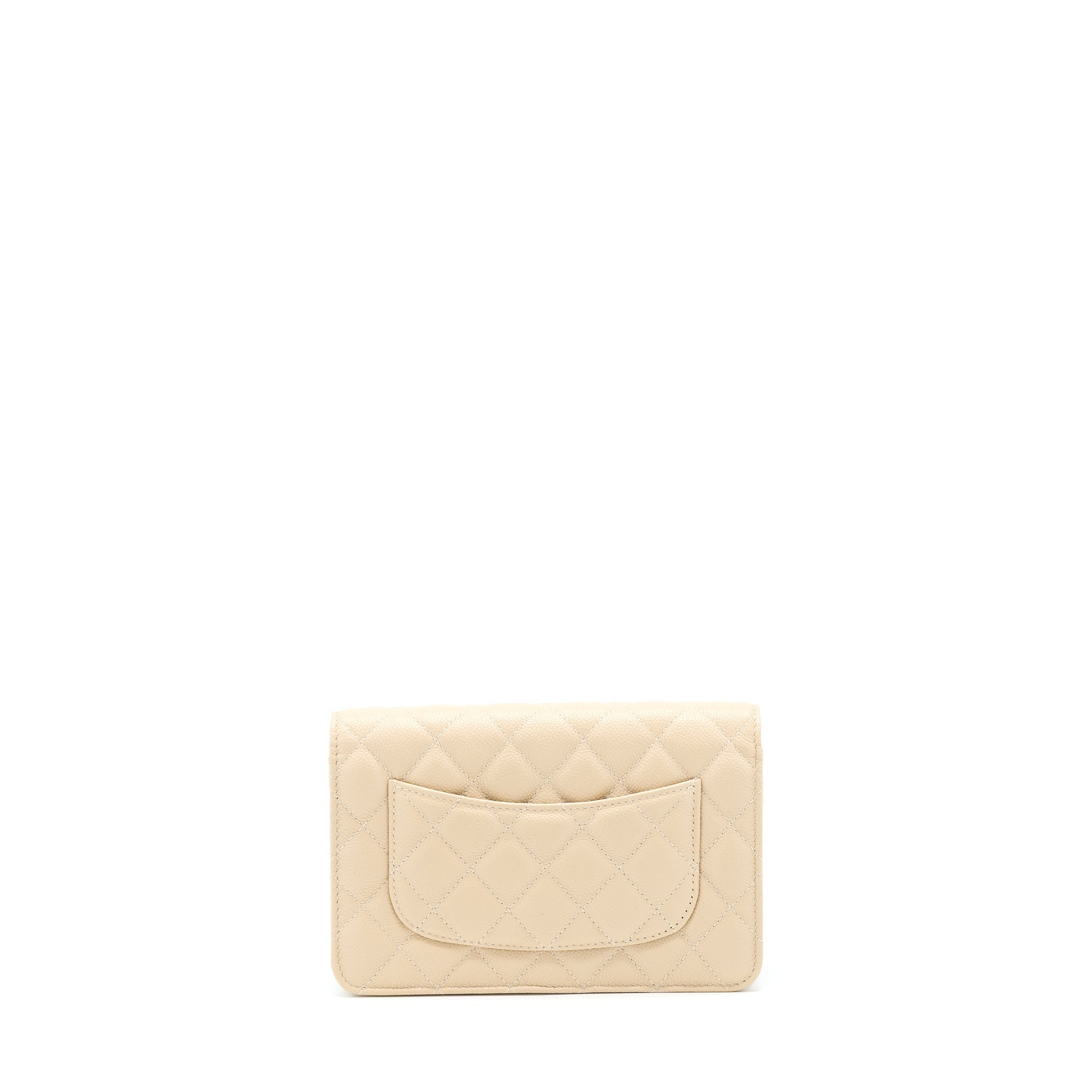 Chanel Wallet On Chain With Detailed Chain Caviar Beige L (Microchip)