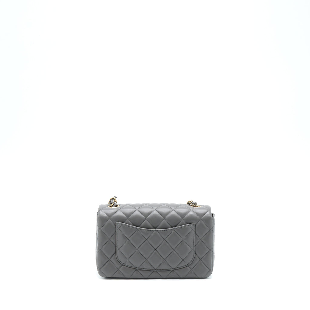 Chanel 22A Mini Rectangular Flap Bag Lambskin Grey L