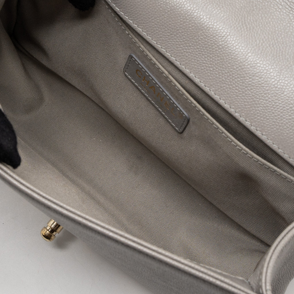 Chanel Medium Boy Bag Caviar Light Grey L