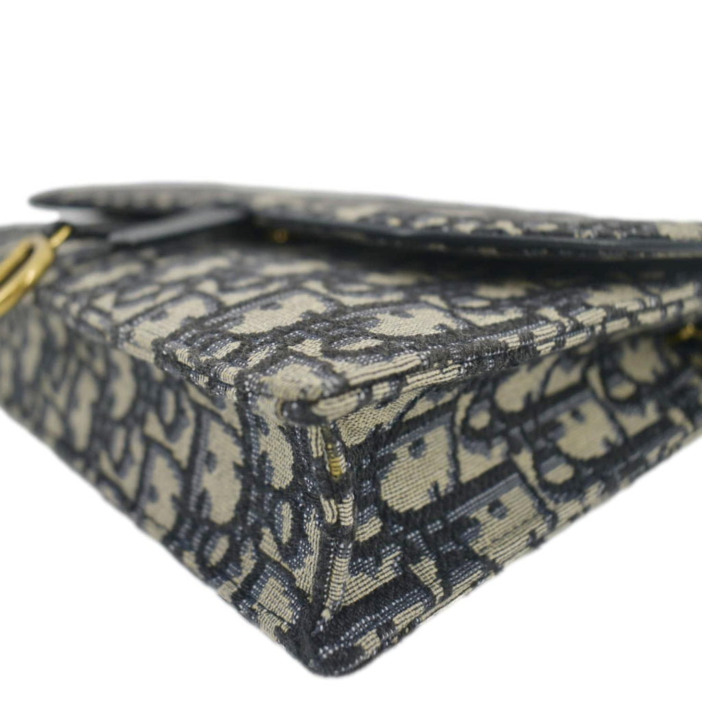 CHRISTIAN DIOR Saddle Oblique Jacquard Pouch Crossbody Bag Navy Blue