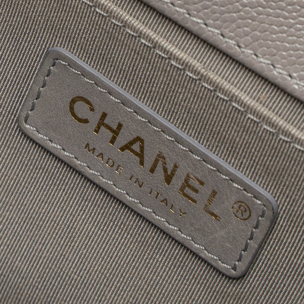Chanel Medium Boy Bag Caviar Light Grey L