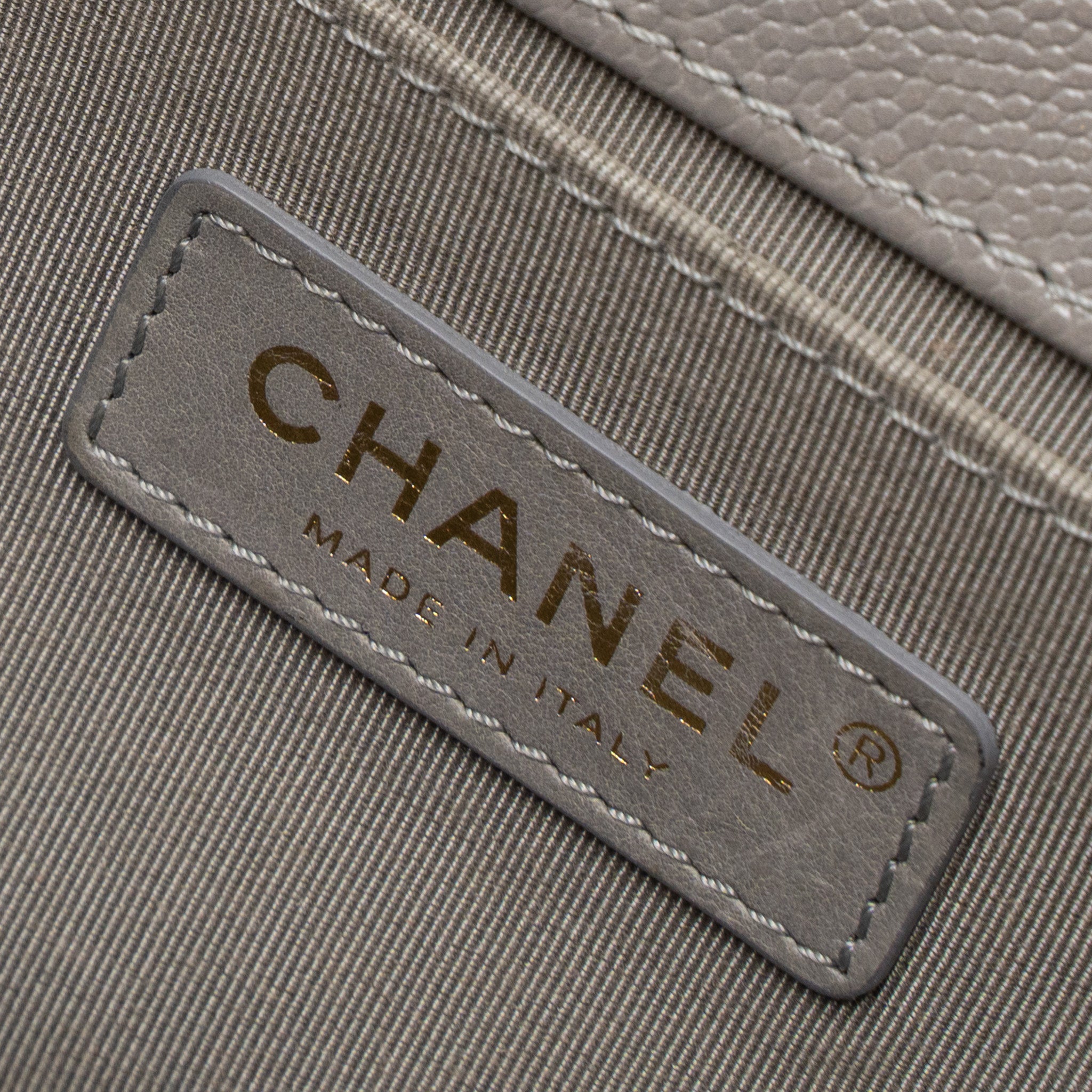 Chanel Medium Boy Bag Caviar Light Grey L