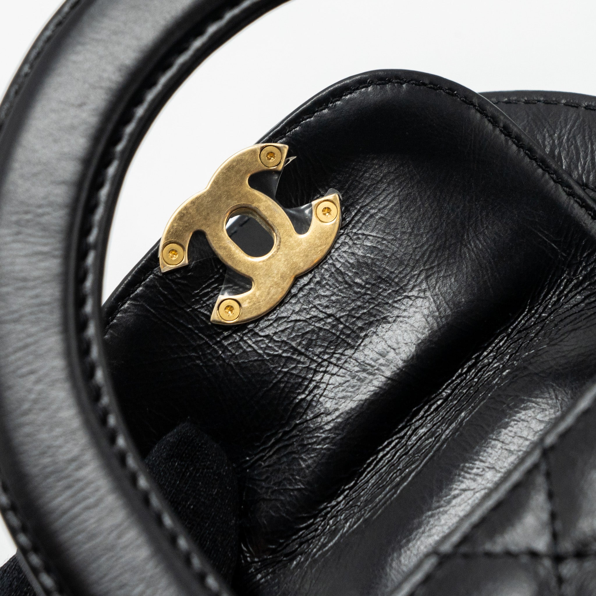 Chanel 23k Mini Shopping Bag Calfskin Black Brushed (Microchip)