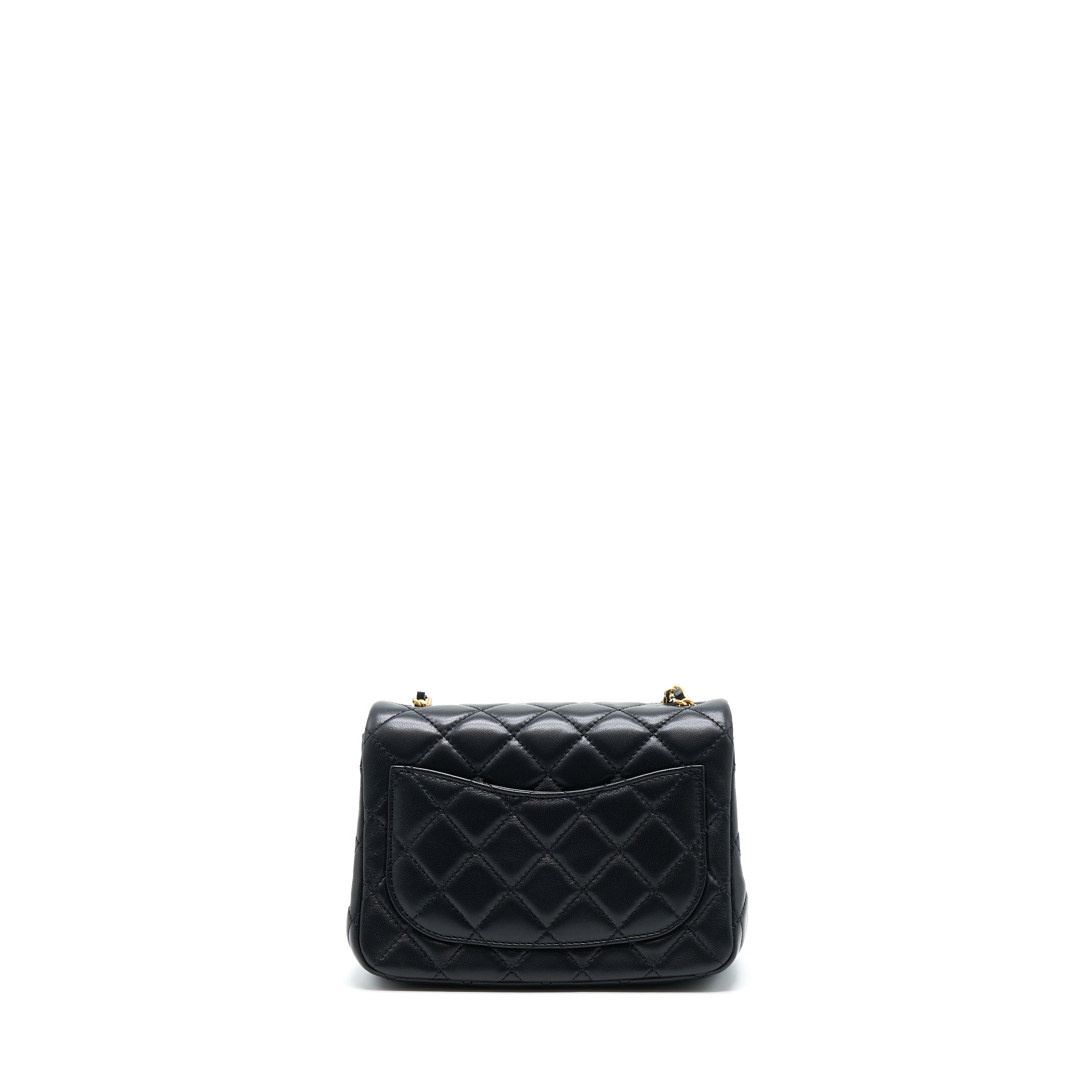 Chanel Pearl Crush Mini Square Lambskin Black Brushed  (Microchip)