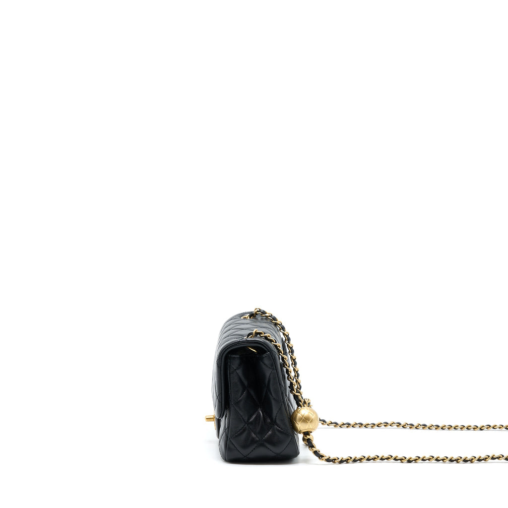 Chanel Pearl Crush Mini Square Lambskin Black Brushed  (Microchip)