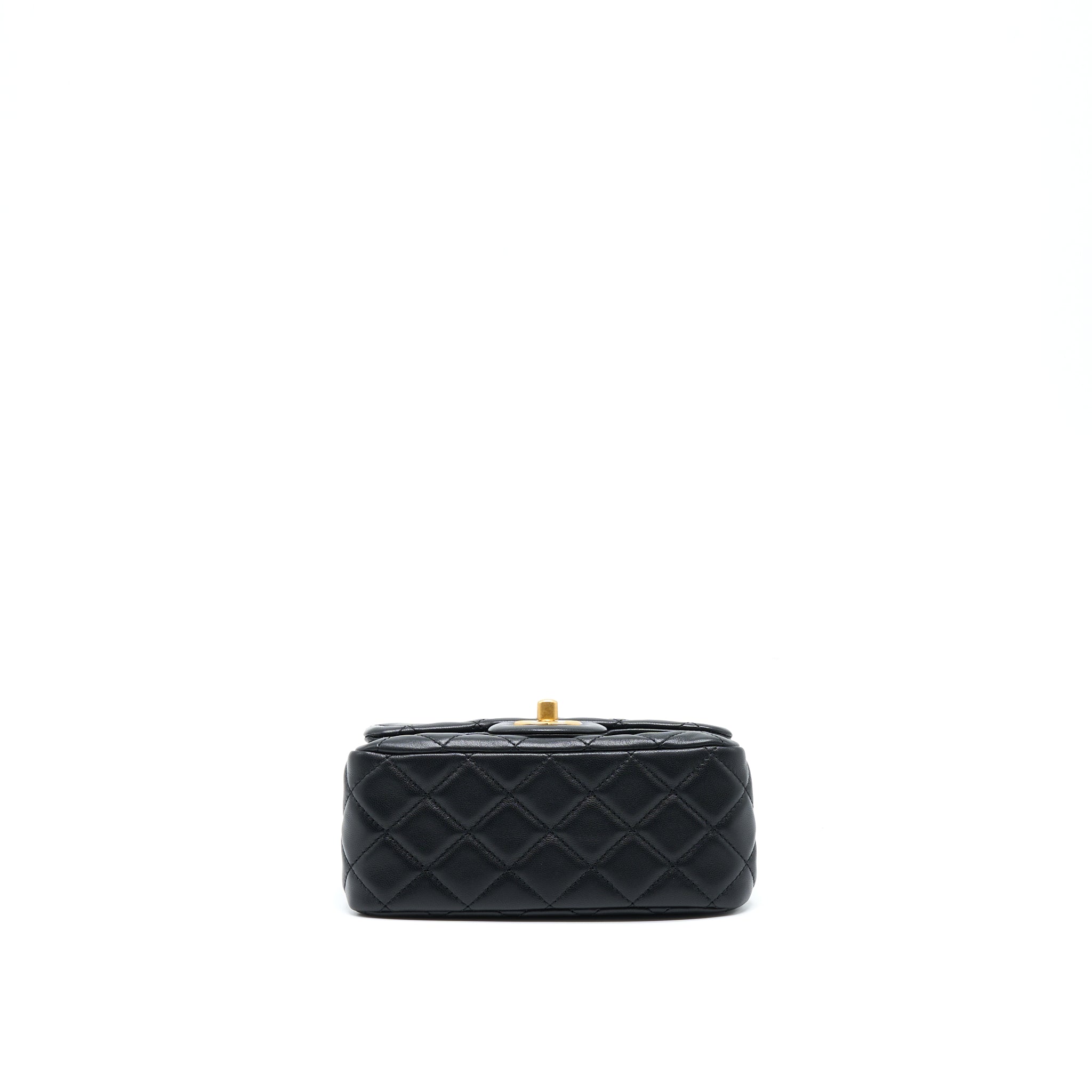 Chanel Pearl Crush Mini Square Lambskin Black Brushed  (Microchip)