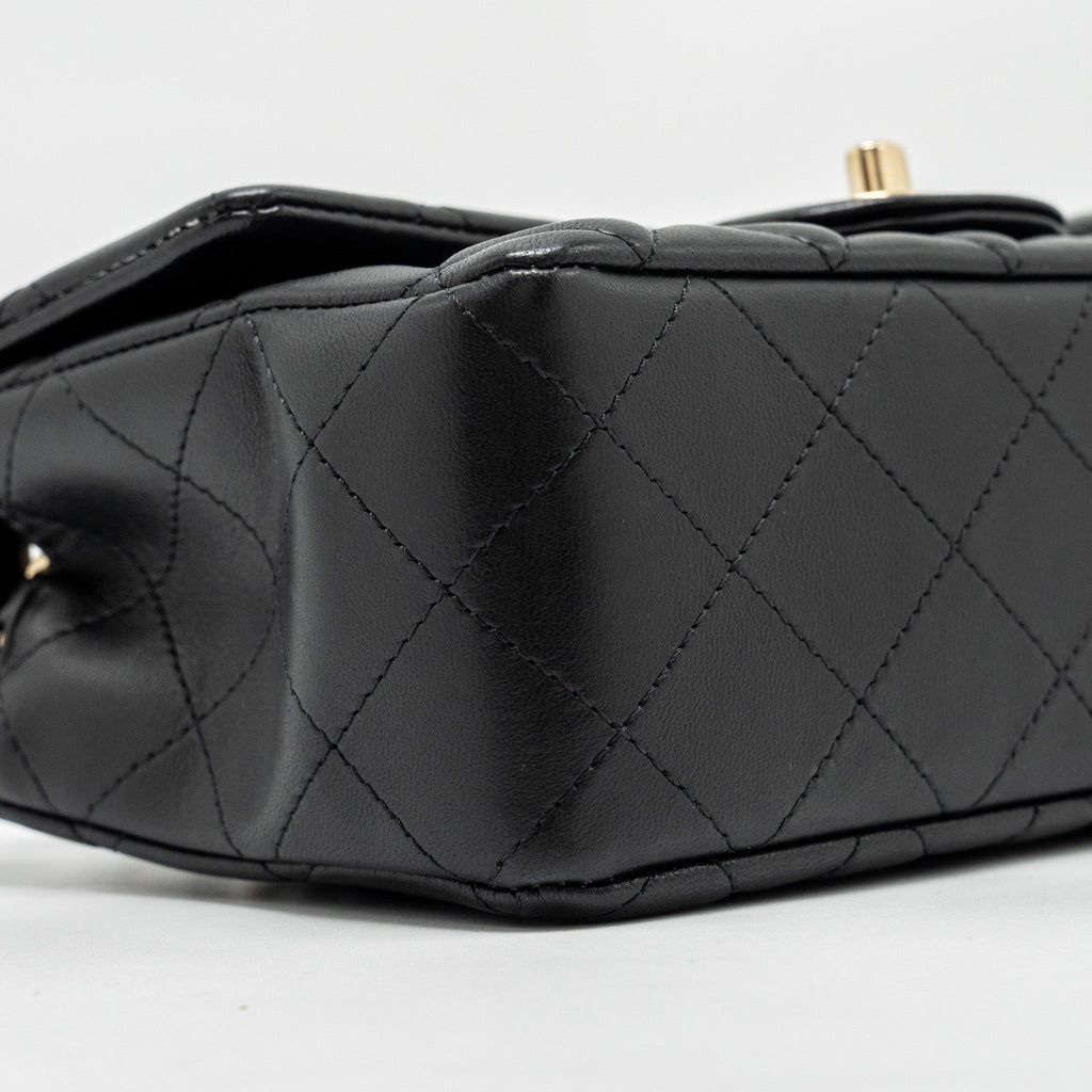 Chanel Mini Rectangular Flap Bag Lambskin Black L (Microchip)