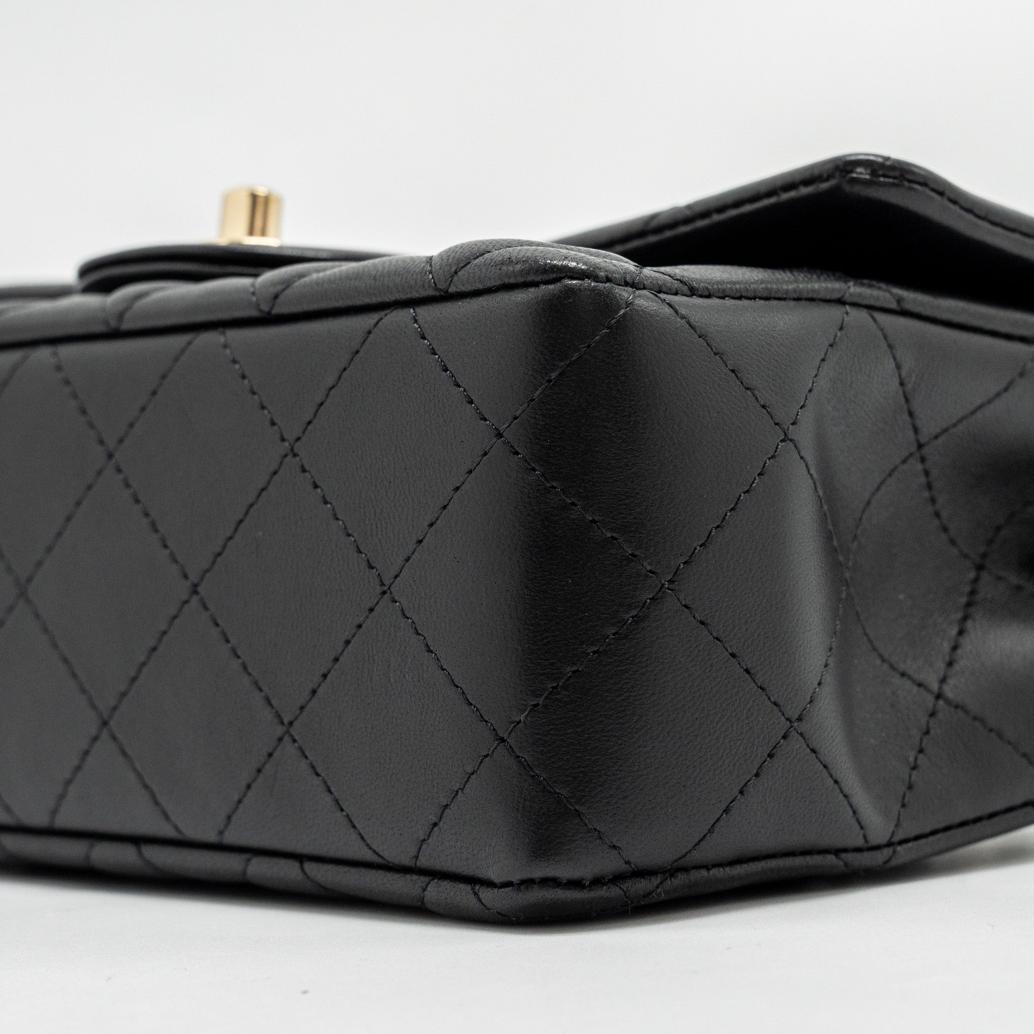Chanel Mini Rectangular Flap Bag Lambskin Black L (Microchip)