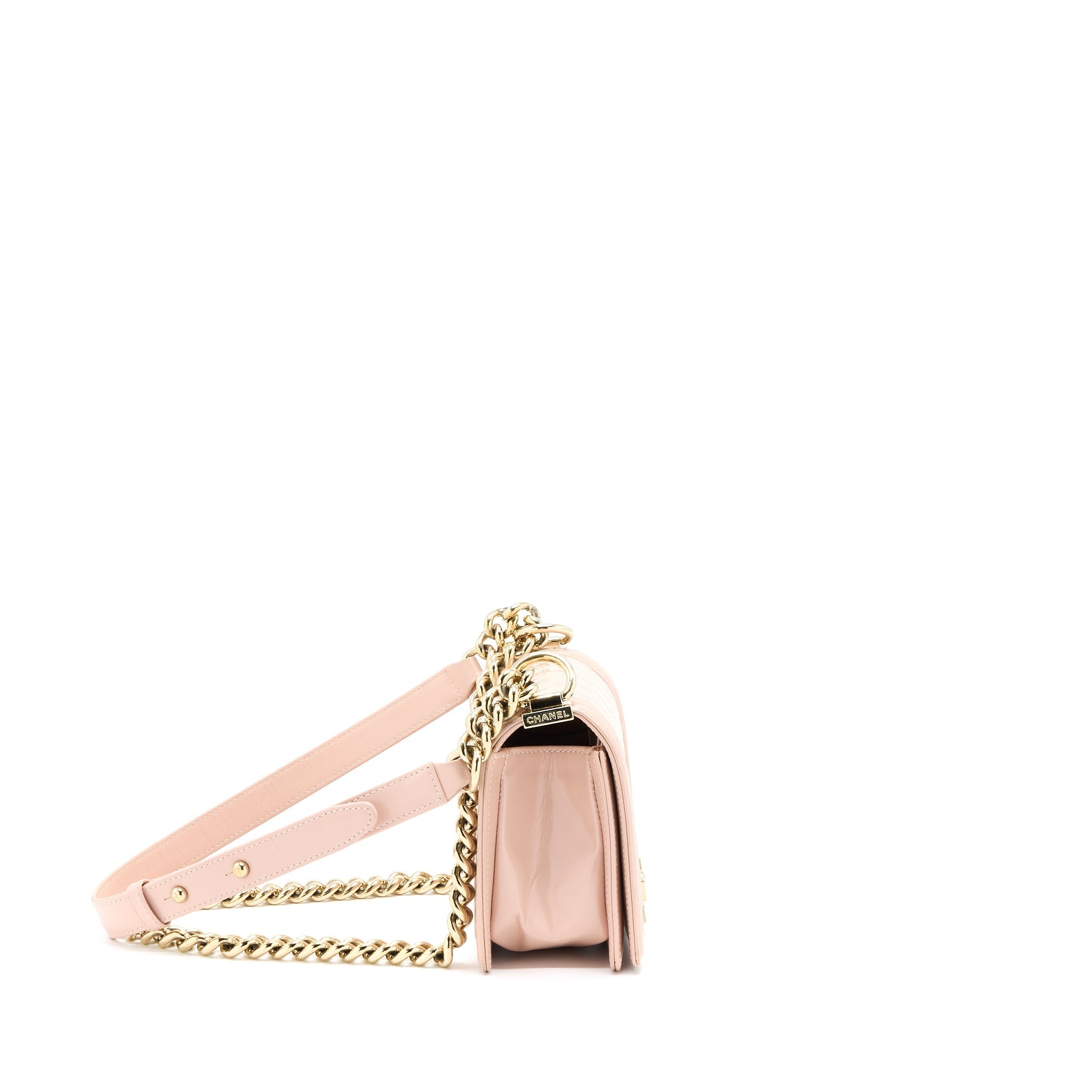 Chanel Small Boy Bag Patent Leather Light Pink L