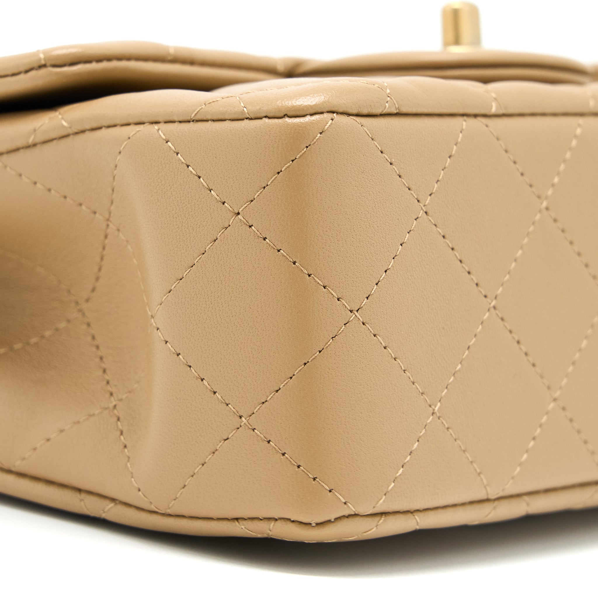 Chanel 22B Detail Top Handle Mini Rectangular Lambskin NJ528 Dark Beige Brushed