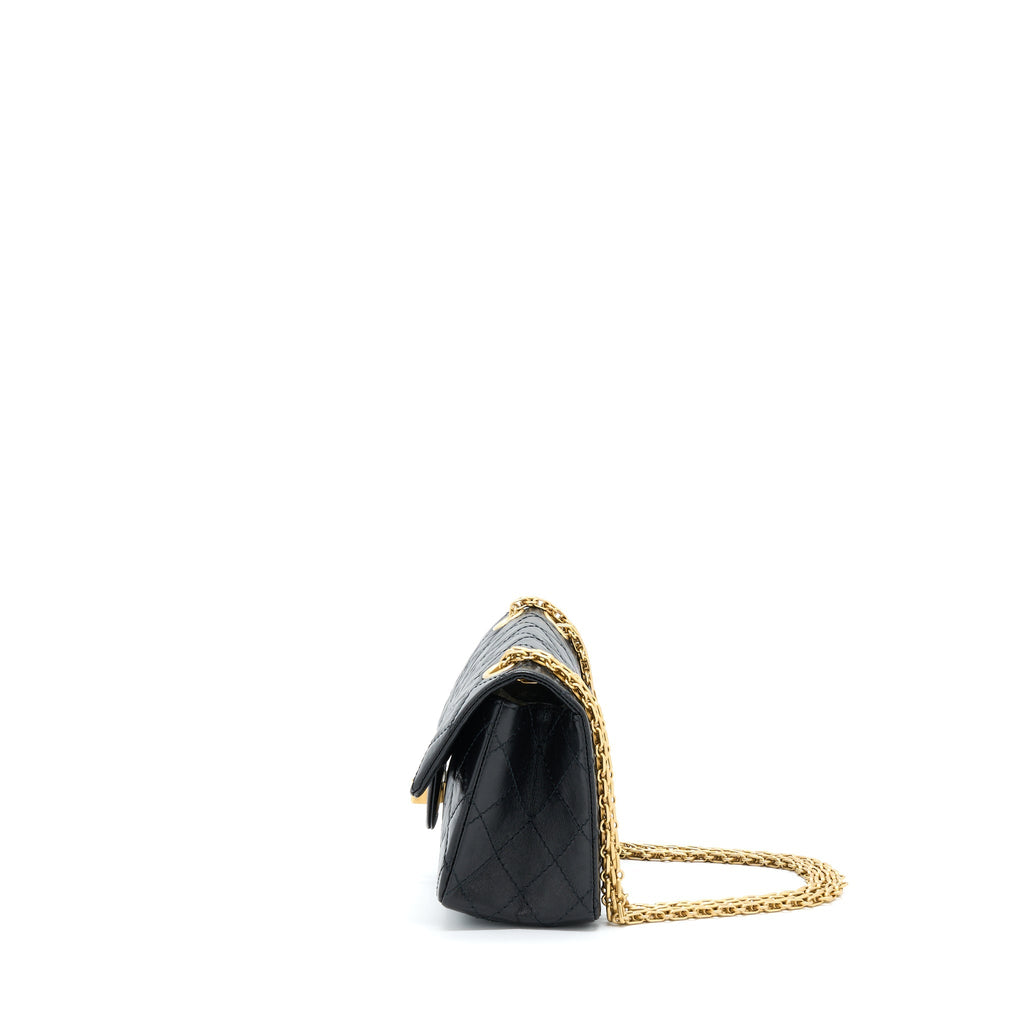 Chanel Mini 2.55 Reissue Flap Bag Aged Calfskin Black Brushed  (Microchip)