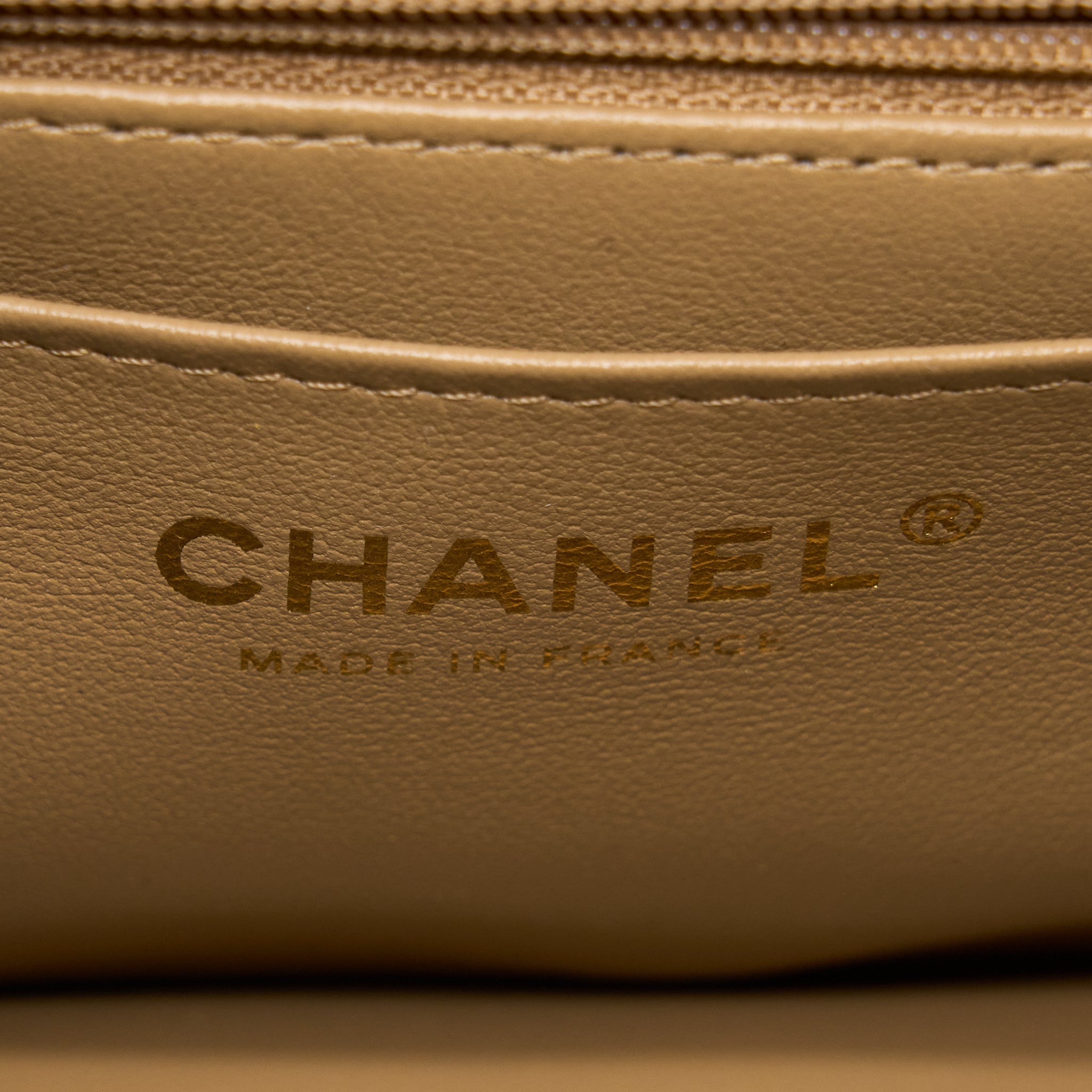 Chanel 22B Detail Top Handle Mini Rectangular Lambskin NJ528 Dark Beige Brushed