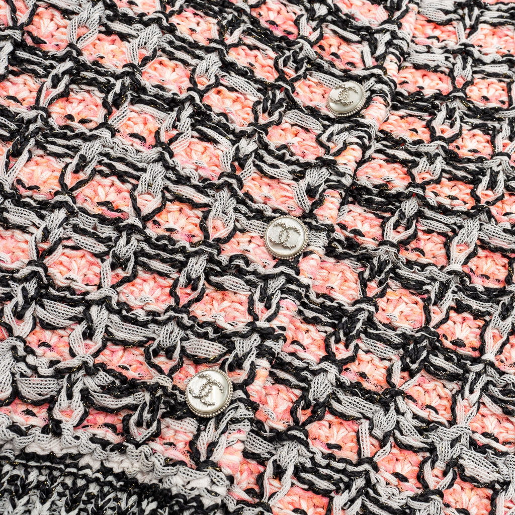 Chanel 20S Size 34 Stripe Pullover / Backbuttons Cotton / Silk Pink / White / Black
