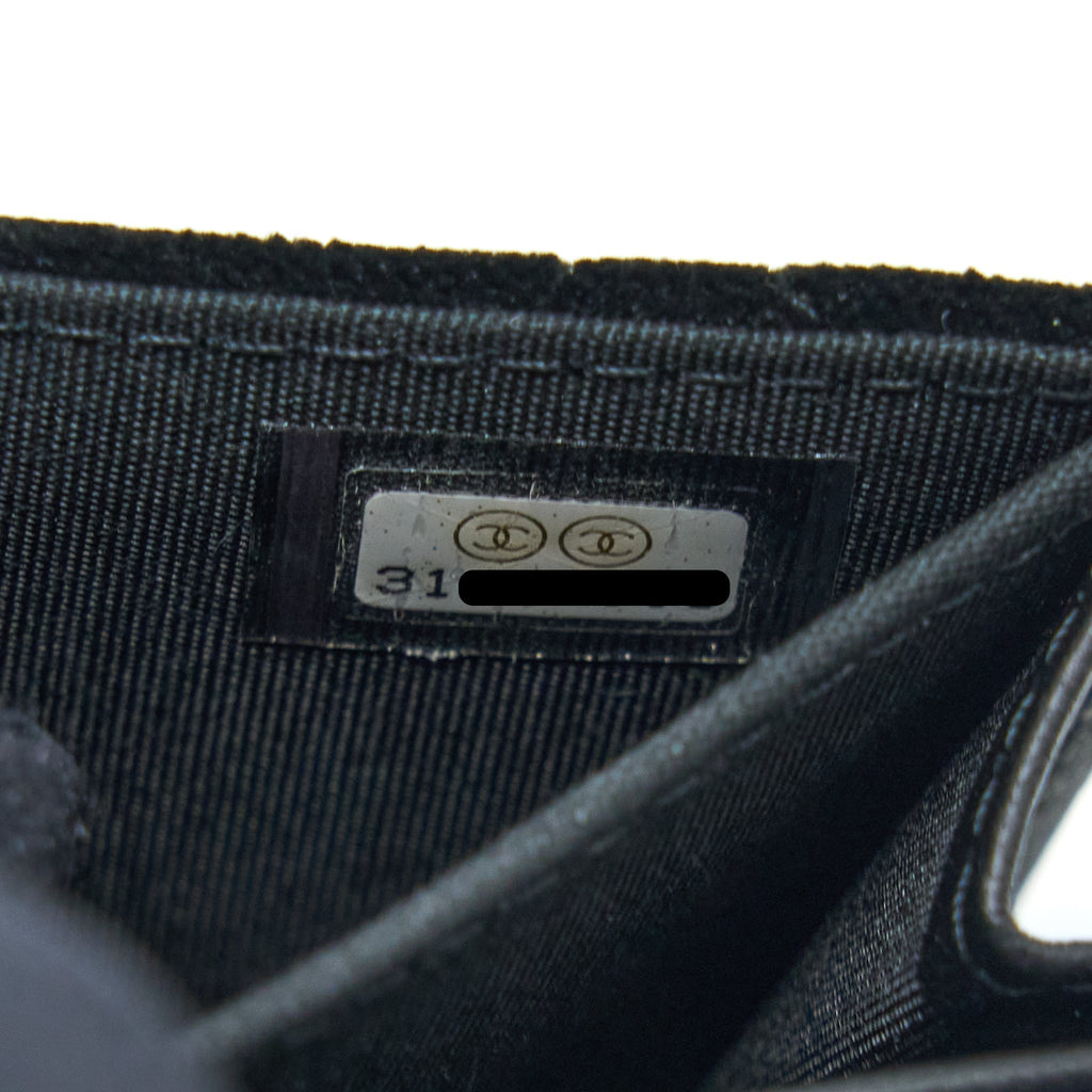 Chanel Flap Card Holder Giant CC Logo Velvet Black L