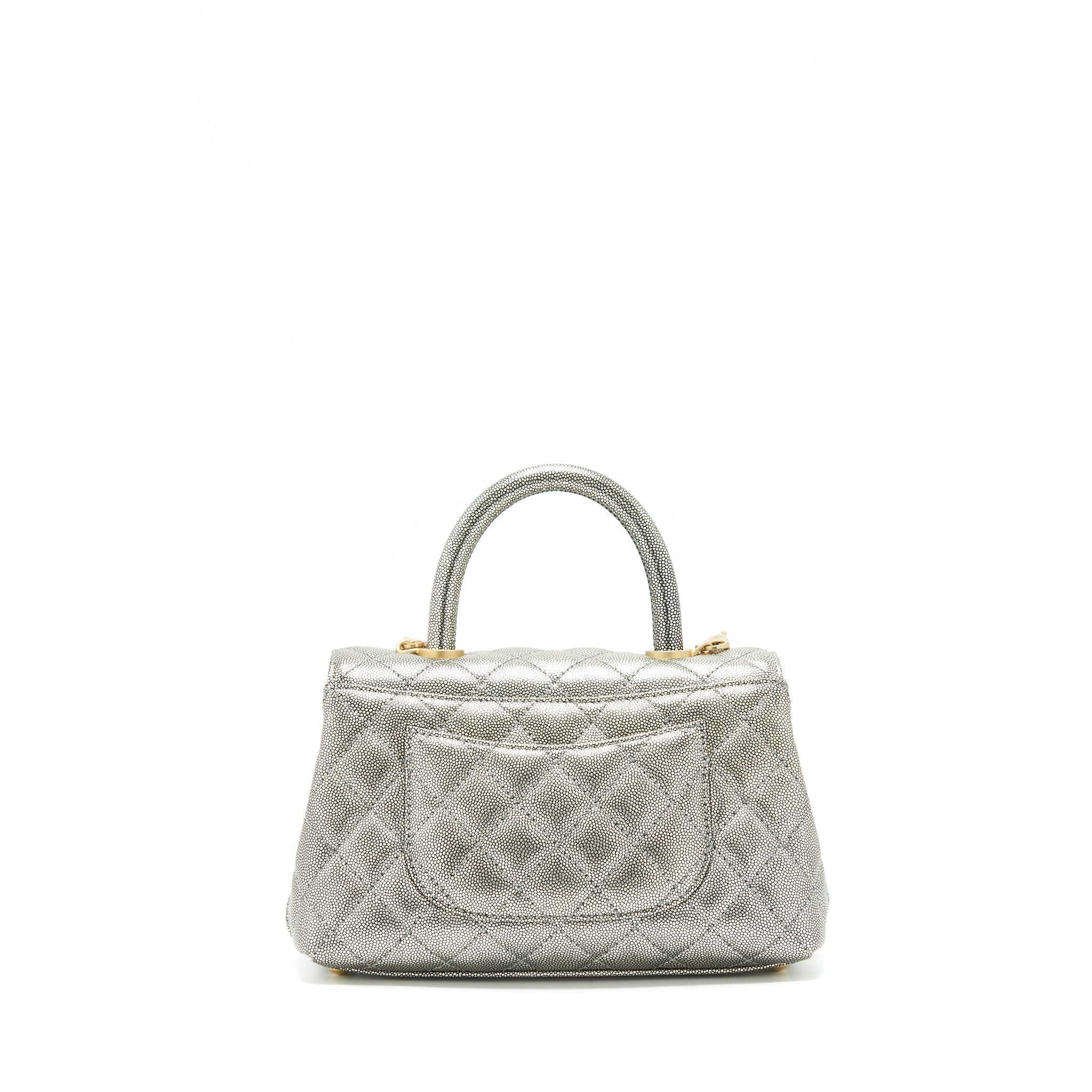 Chanel small coco handle 24cm Caviar Metallic Silver