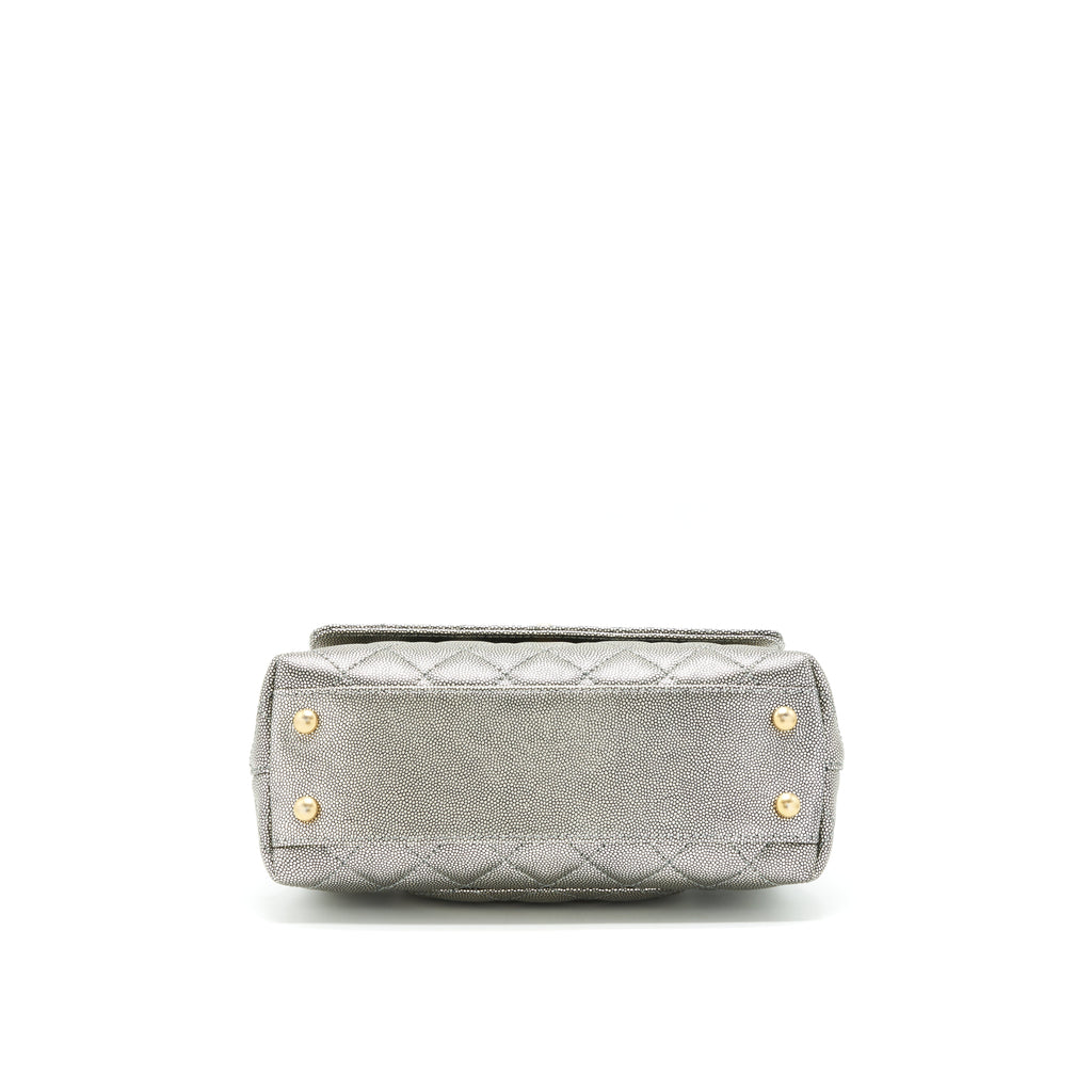 Chanel small coco handle 24cm Caviar Metallic Silver