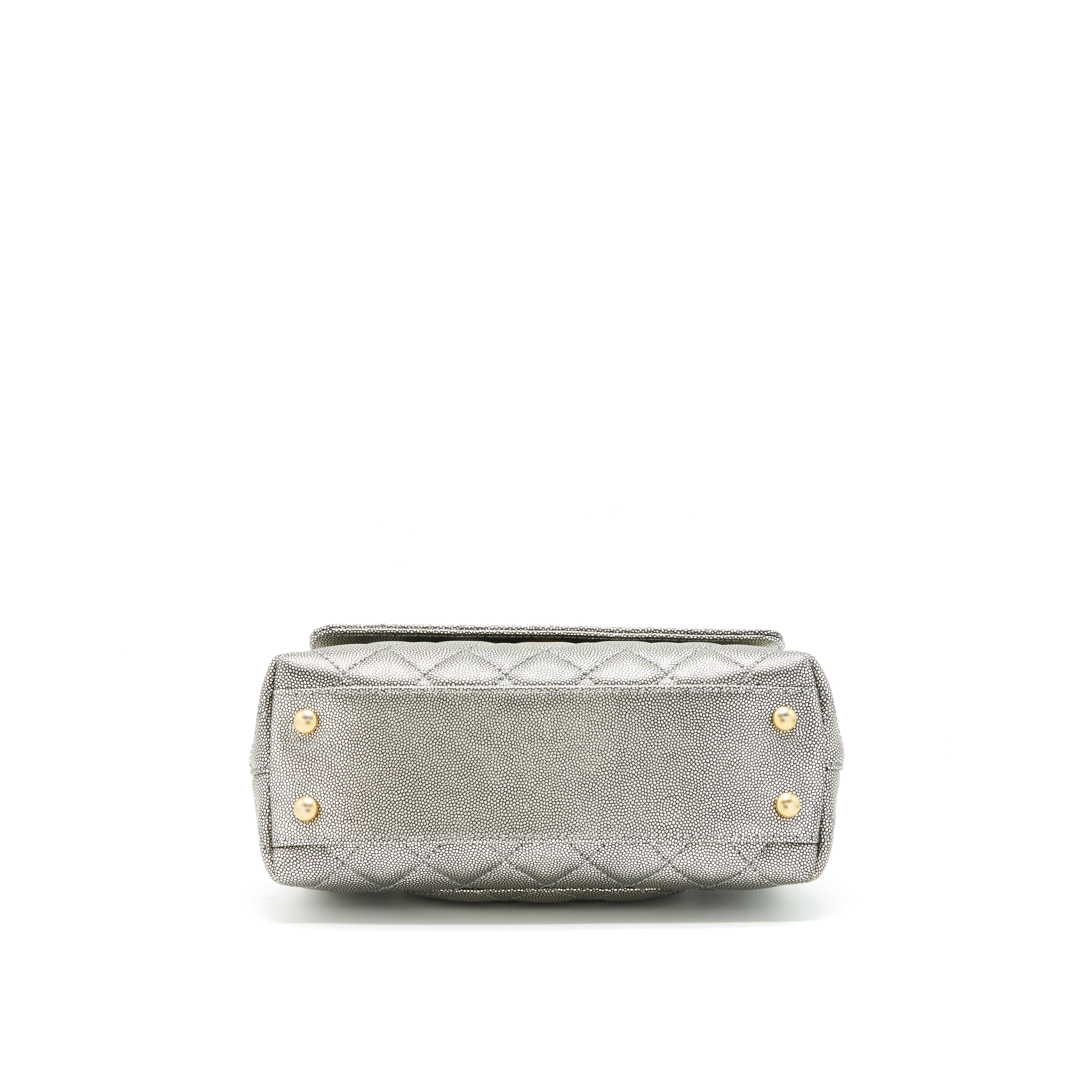 Chanel small coco handle 24cm Caviar Metallic Silver