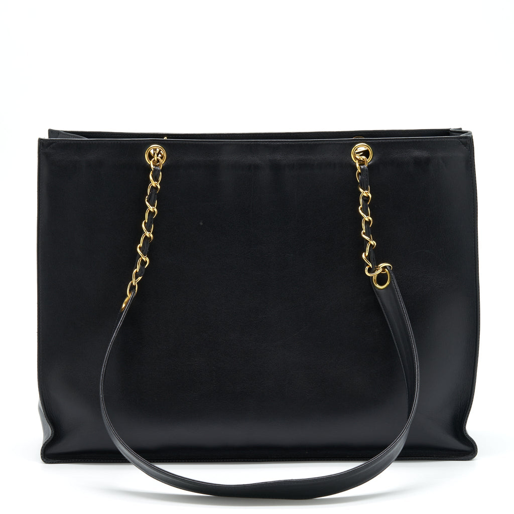 Chanel Vintage CC Timeless Shopping Tote Lambskin Black