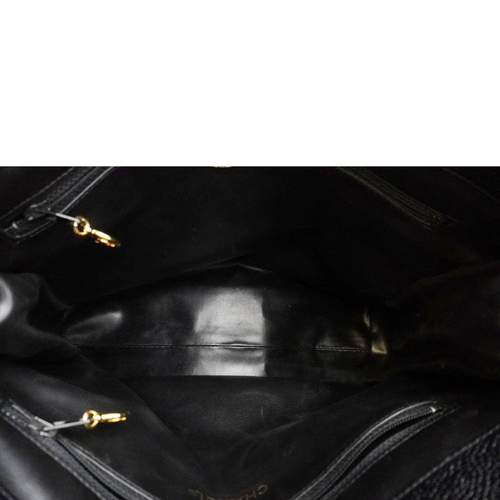 CHANEL Vintage Timeless CC Caviar Leather Chain Shoulder Strap Black
