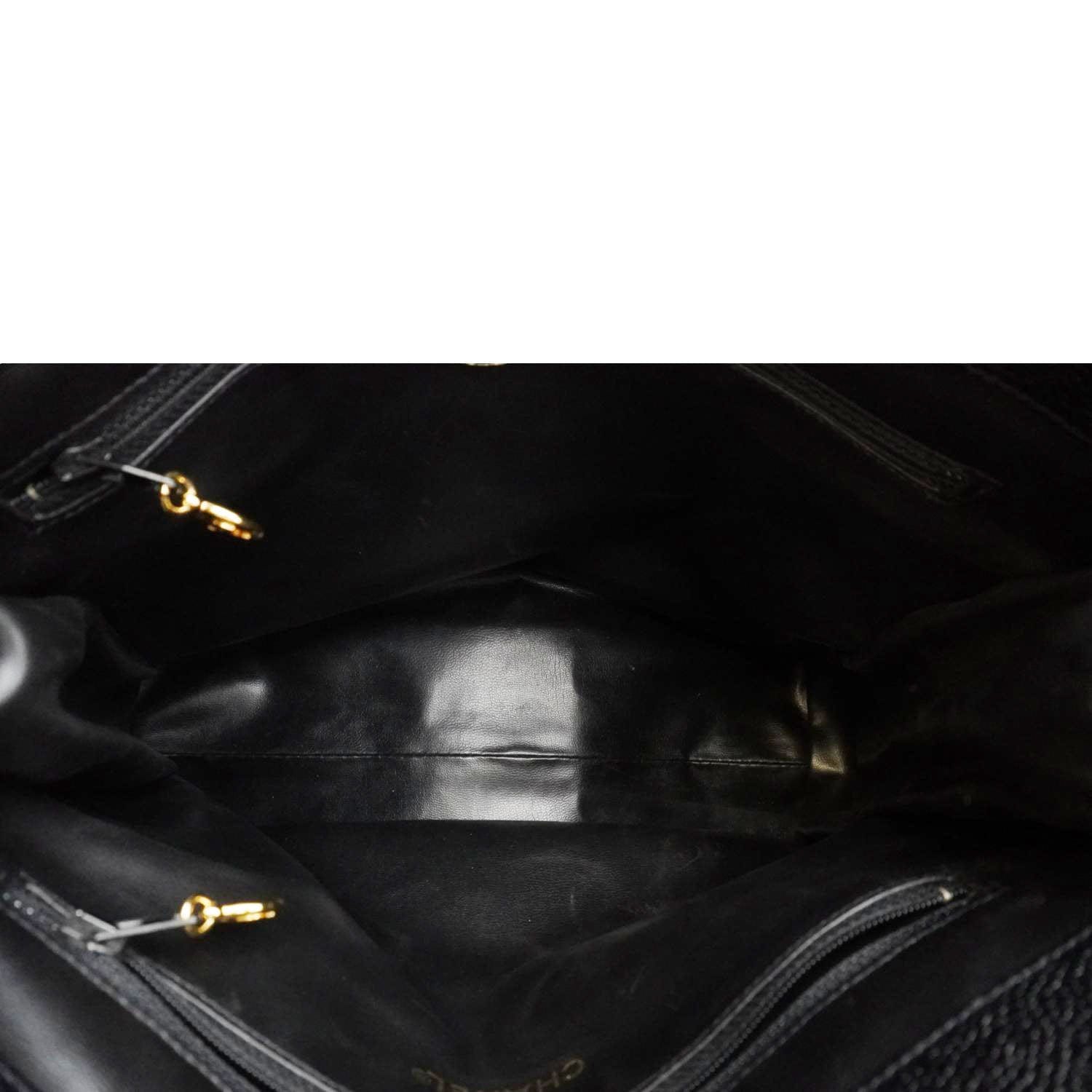 CHANEL Vintage Timeless CC Caviar Leather Chain Shoulder Strap Black