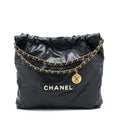 Chanel 22 Bag Medium Shiny Calfskin Black  (Microchip)
