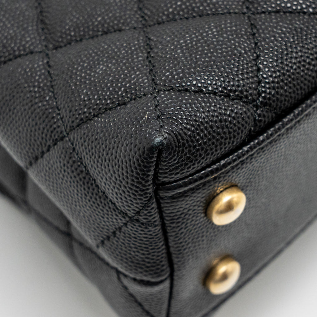 Chanel Small Coco Handle with Python Handle caviar Black/Burgundy