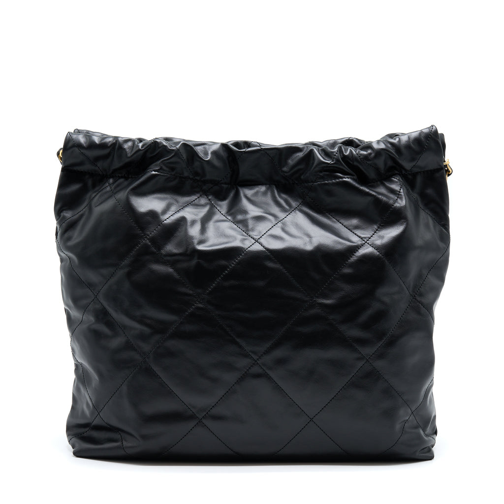 Chanel 22 Bag Medium Shiny Calfskin Black  (Microchip)