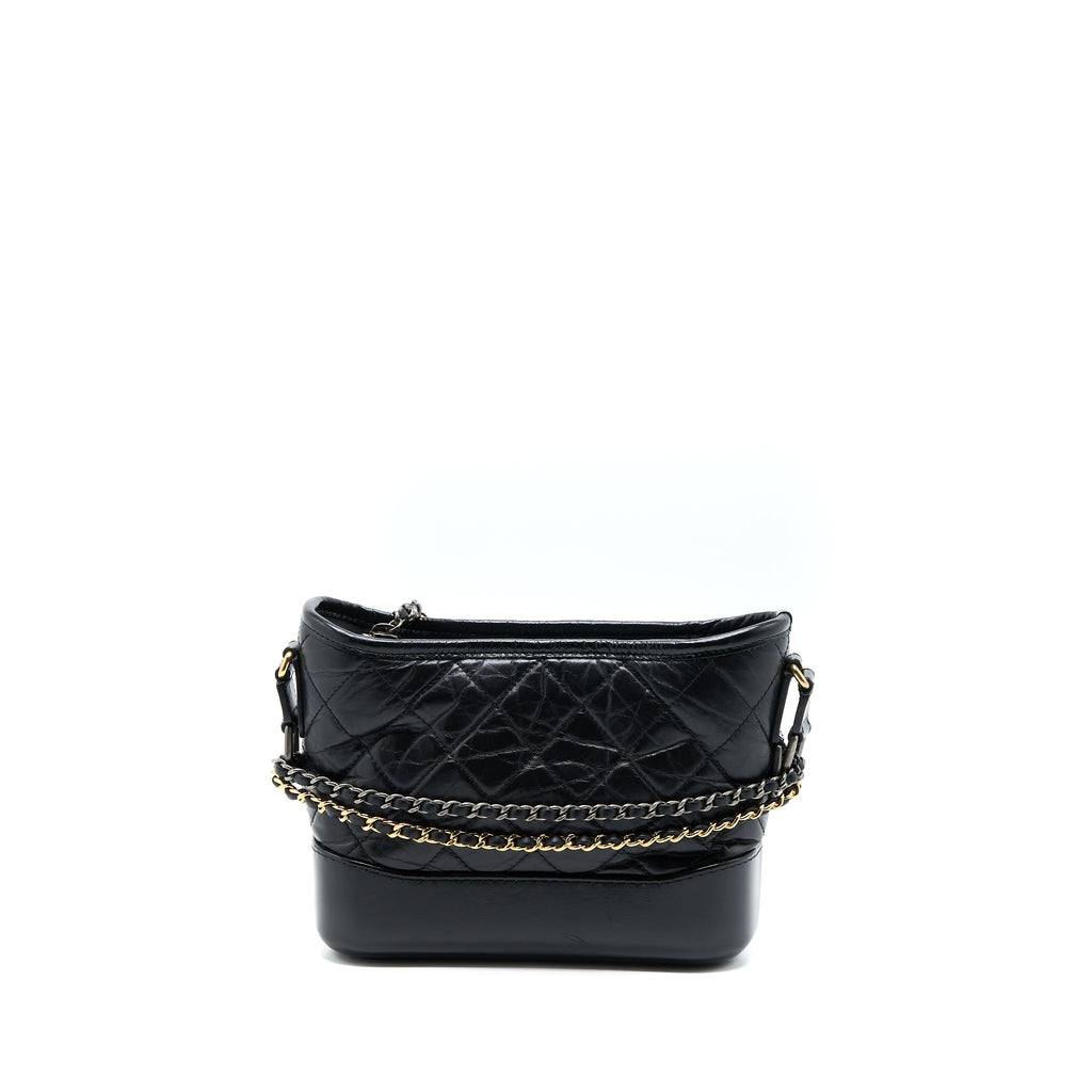 Chanel Small Gabrielle Hobo Bag Calfskin Black Multicolour Hardware