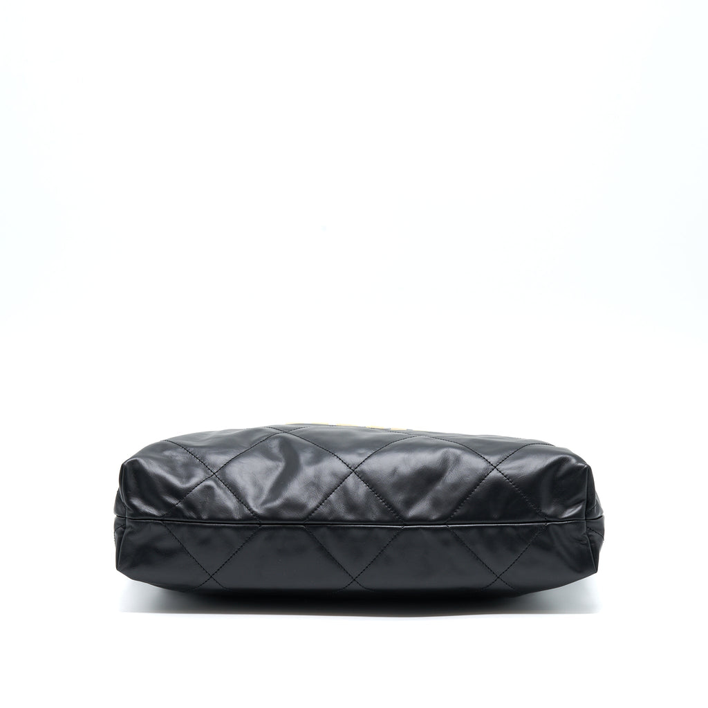Chanel 22 Bag Medium Shiny Calfskin Black  (Microchip)