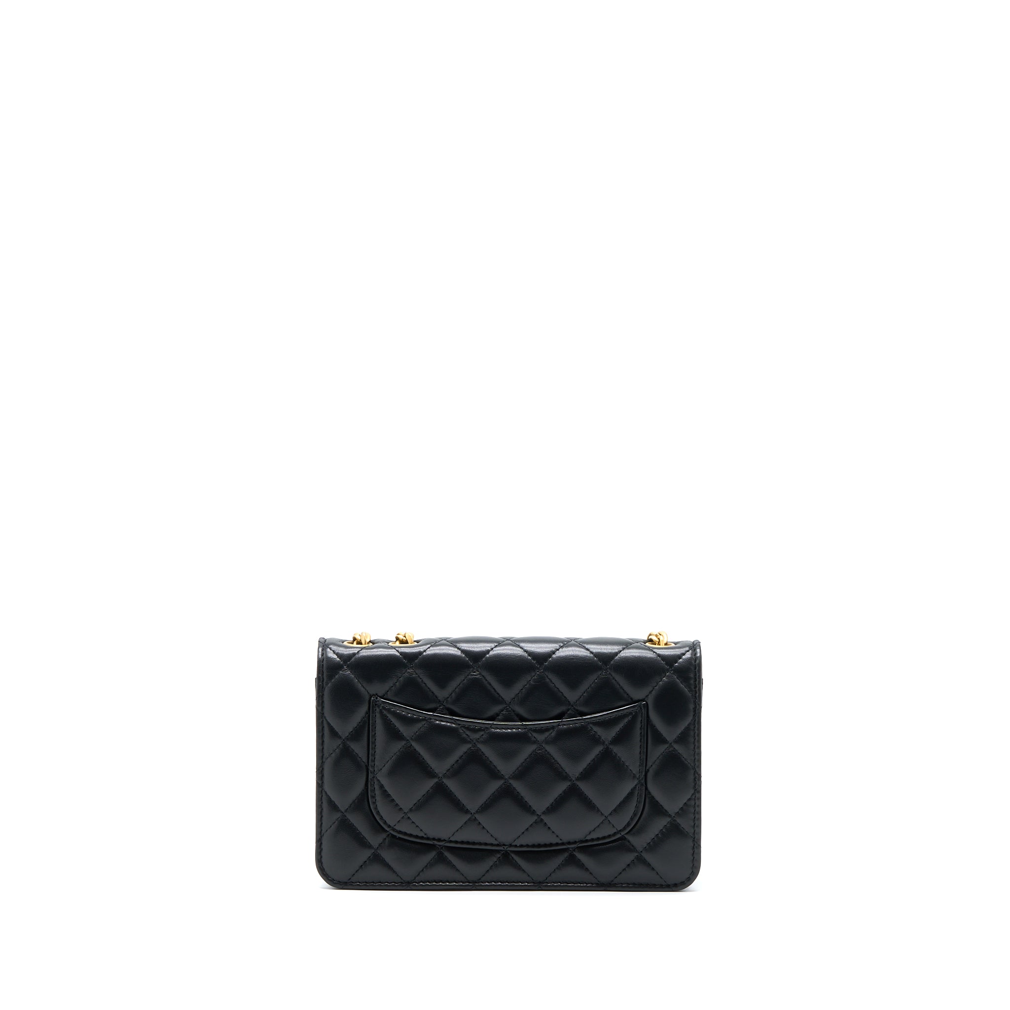 Chanel 22K Gold Pillar Wallet On Chain Lambskin Black