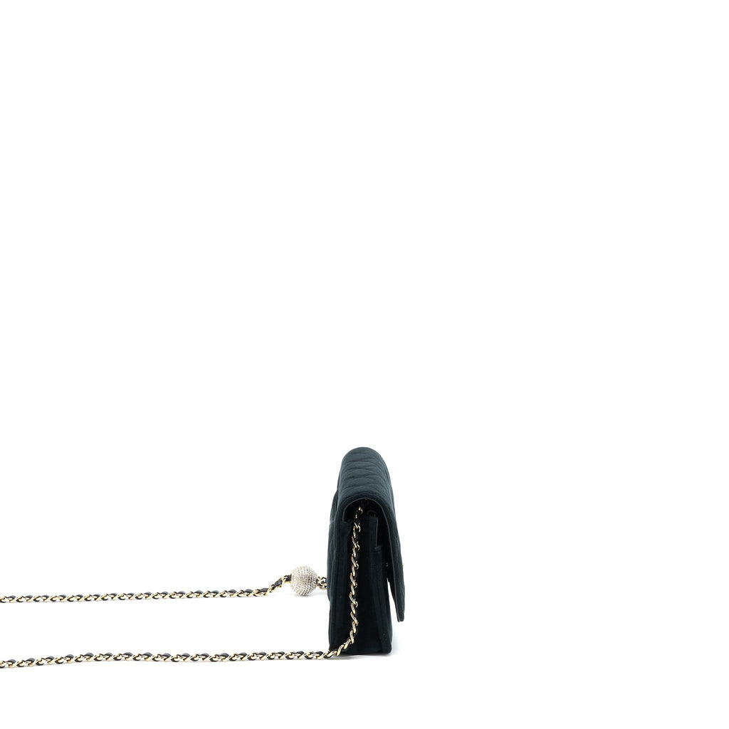 Chanel Velvet Pearl Crush Wallet On Chain Black L