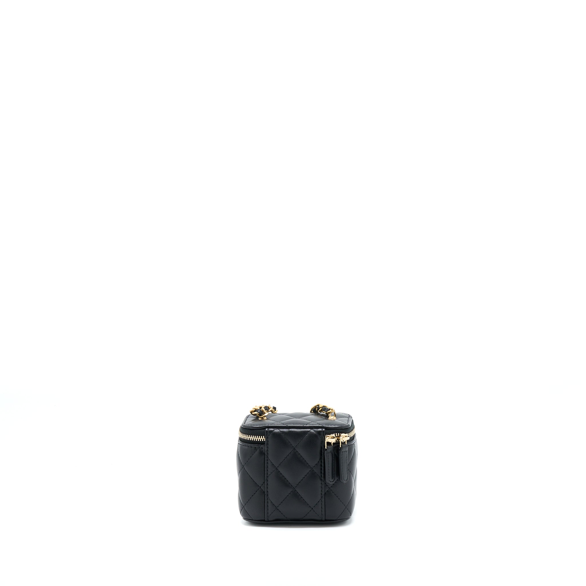 Chanel 22S Pearl Crush Mini Vanity With Chain Lambskin Black