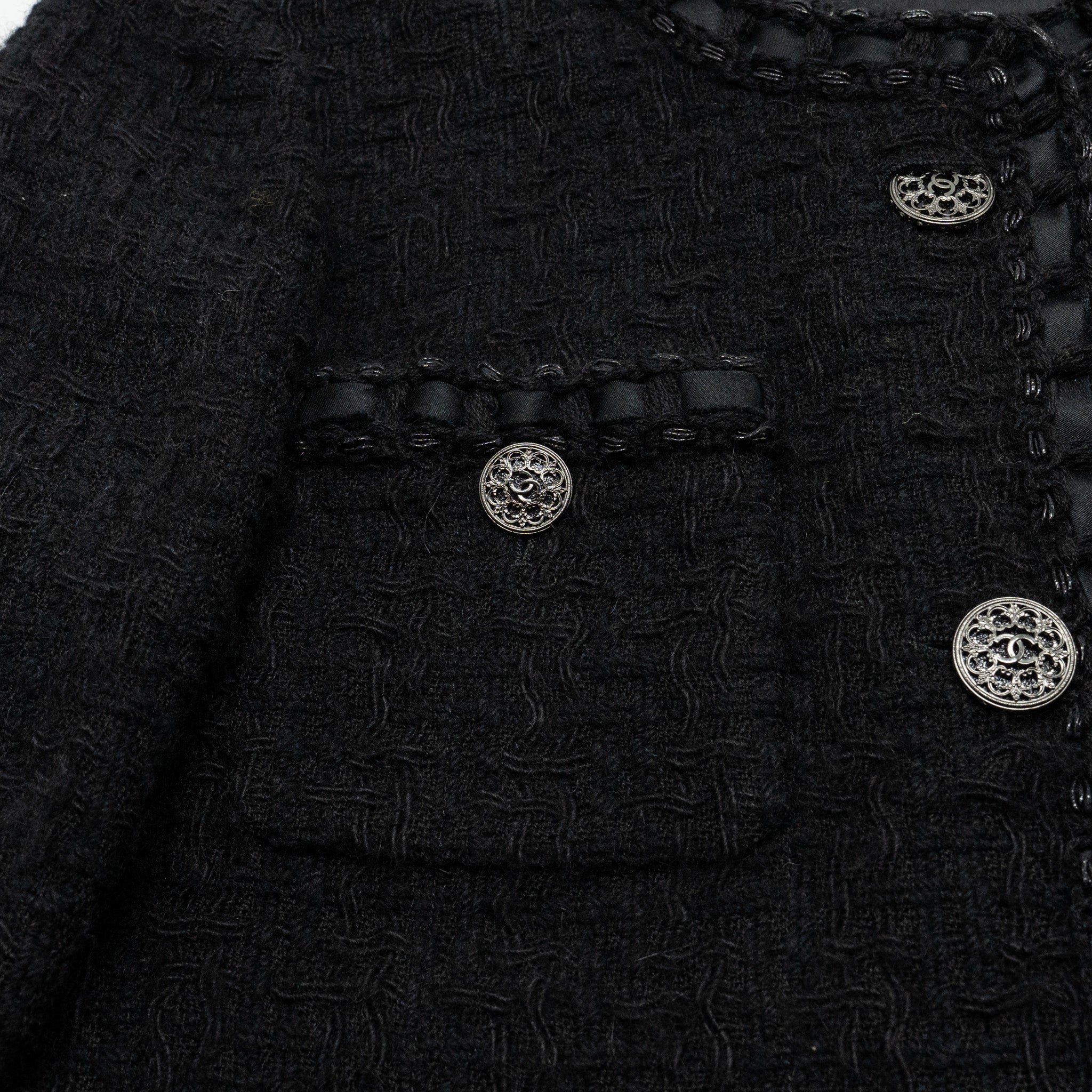 Chanel Size 38 La Petite Veste Noire Wool Jacket Black