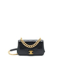 Chanel Seasonal Paris Cosmopolite Strait Lined Flap Bag Calfskin / Lambskin Black