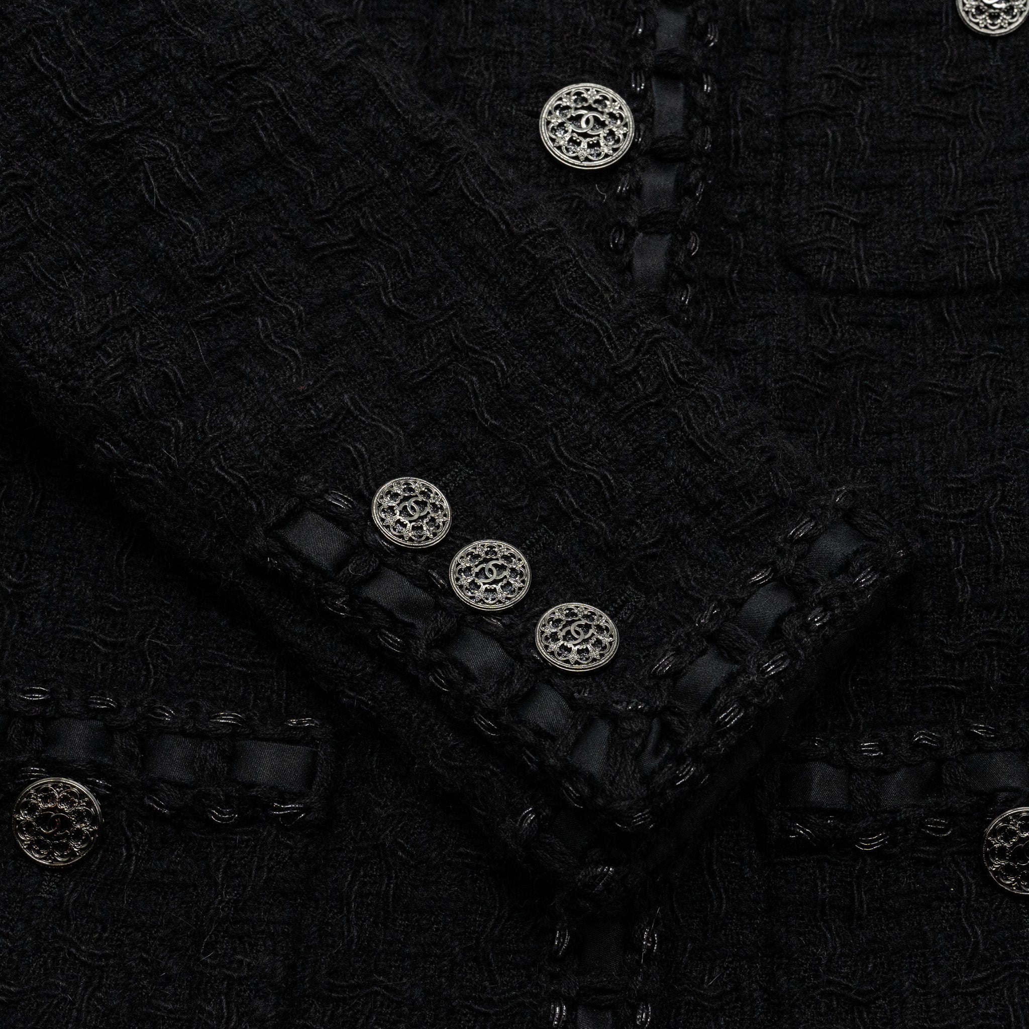 Chanel Size 38 La Petite Veste Noire Wool Jacket Black