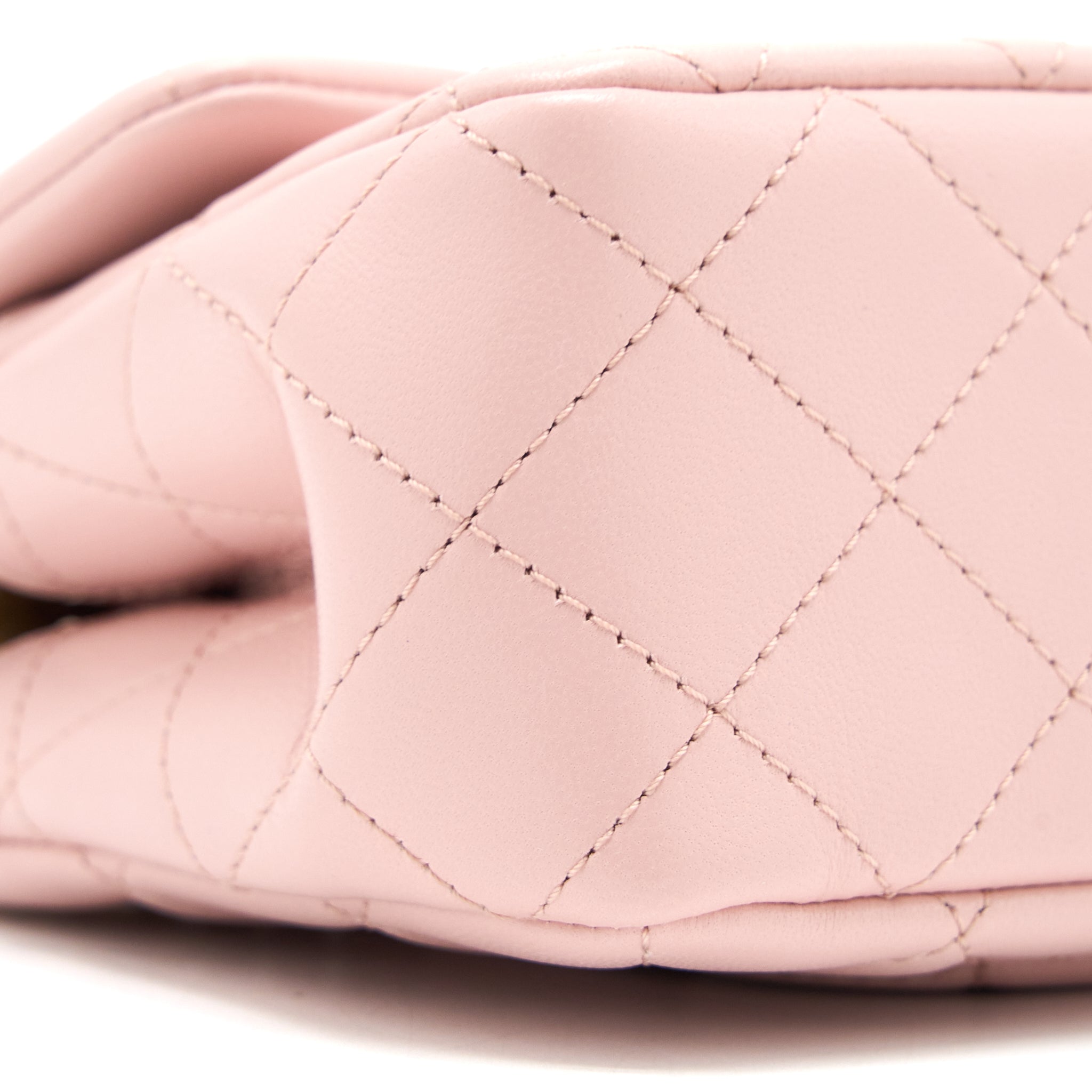 Chanel 23S Camellia Chain Mini Rectangular Flap Bag Lambskin Light Pink  (Microchip)