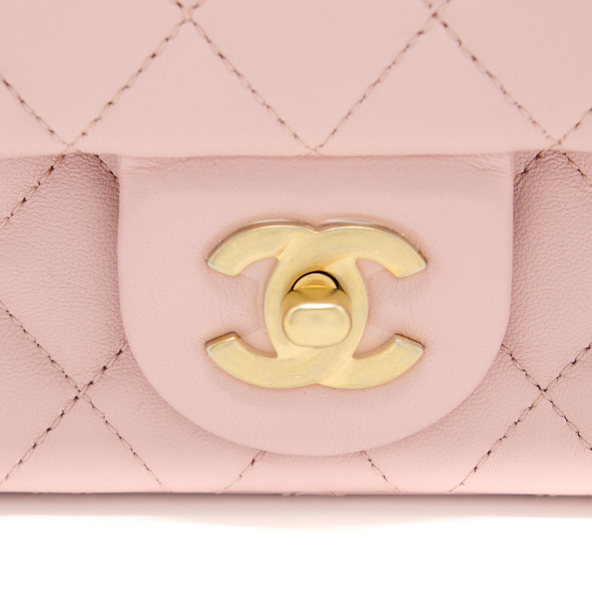 Chanel 23S Camellia Chain Mini Rectangular Flap Bag Lambskin Light Pink  (Microchip)