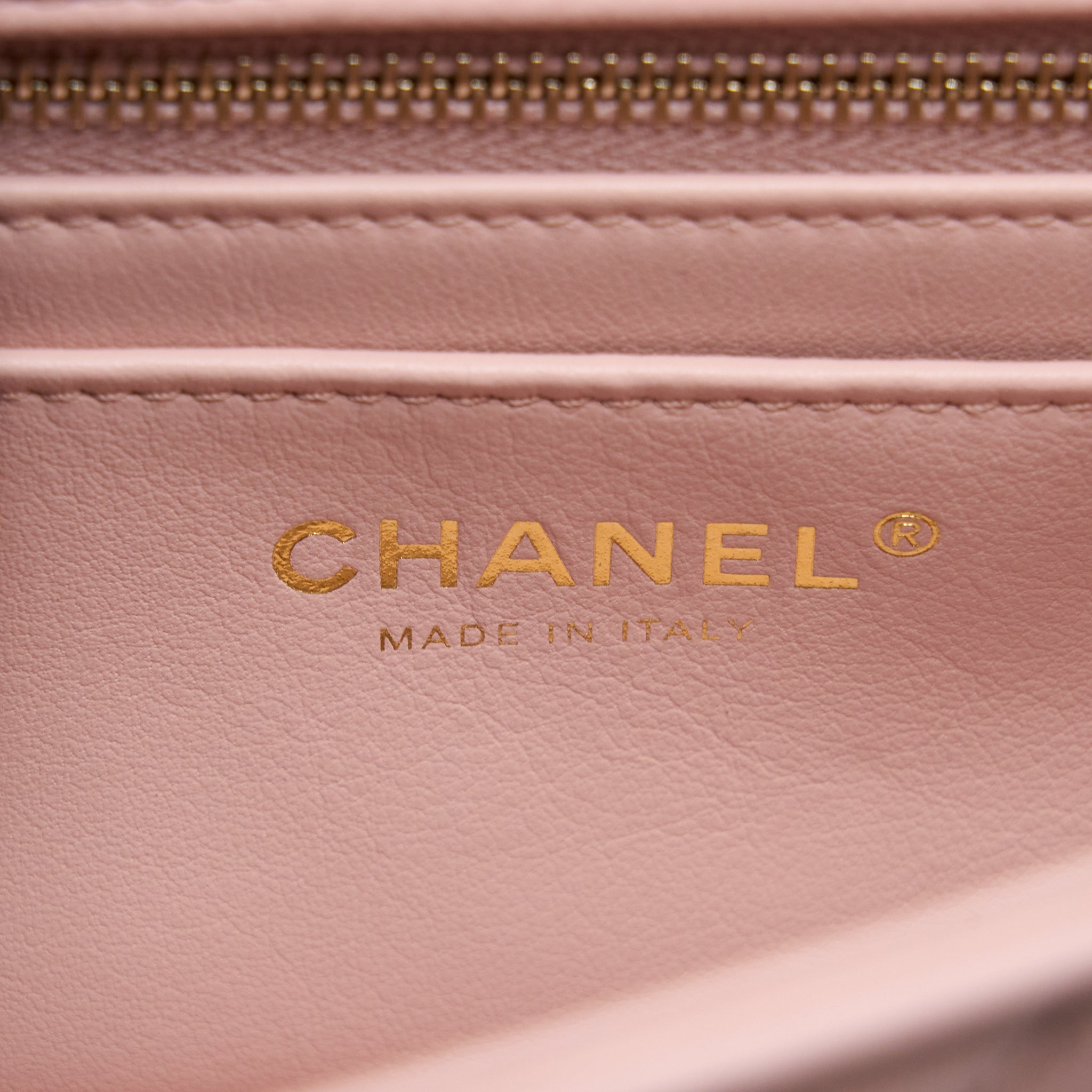 Chanel 23S Camellia Chain Mini Rectangular Flap Bag Lambskin Light Pink  (Microchip)