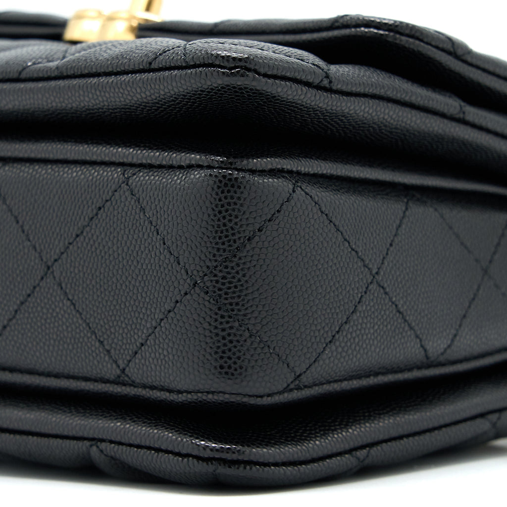 Chanel 22K Coco First Flap Bag Grained Calfskin Black  (Microchip)