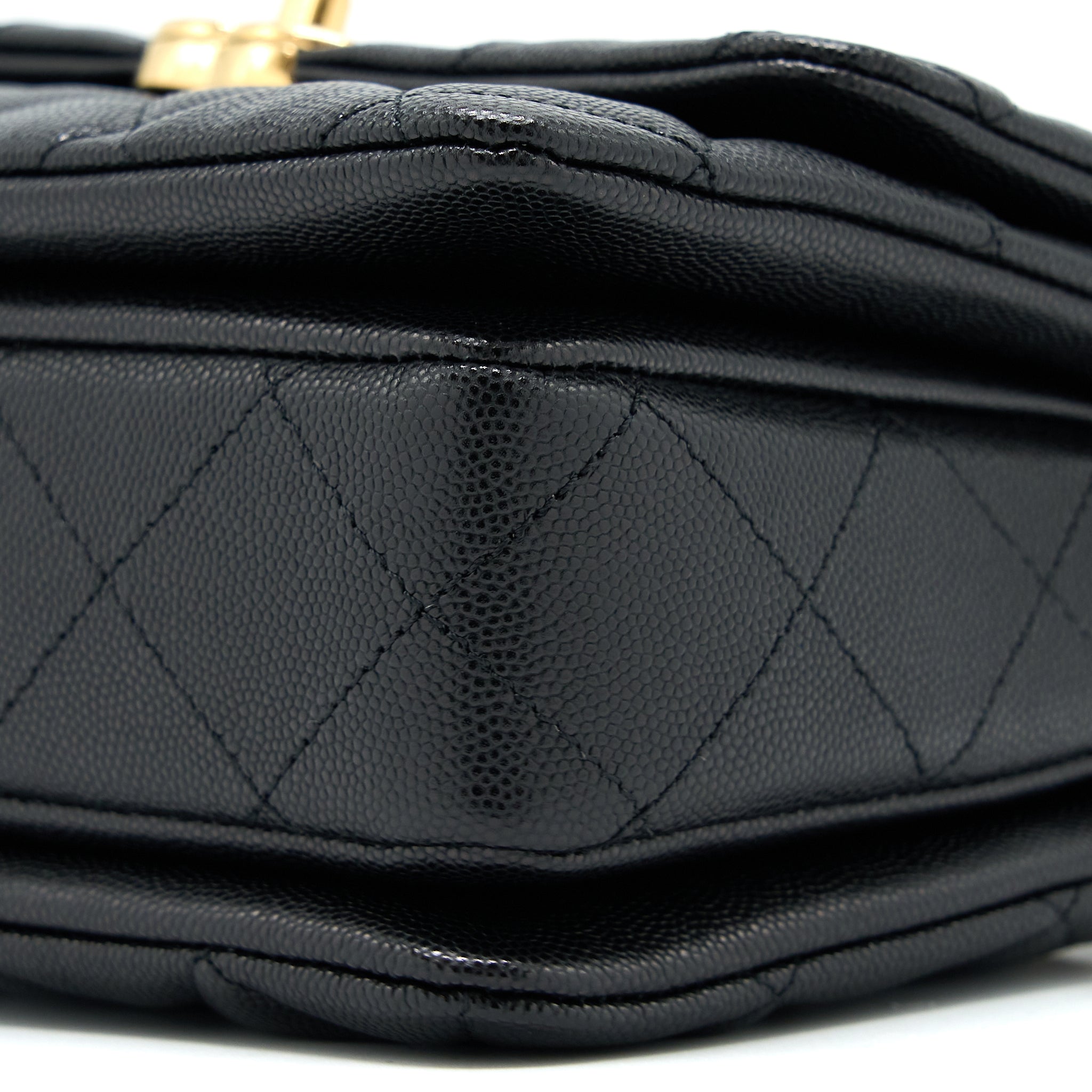 Chanel 22K Coco First Flap Bag Grained Calfskin Black  (Microchip)