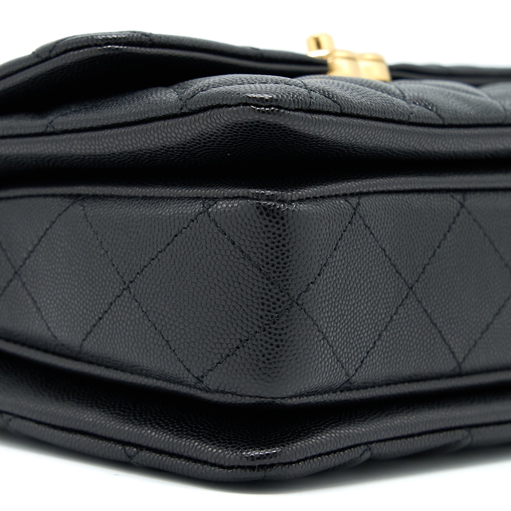 Chanel 22K Coco First Flap Bag Grained Calfskin Black  (Microchip)