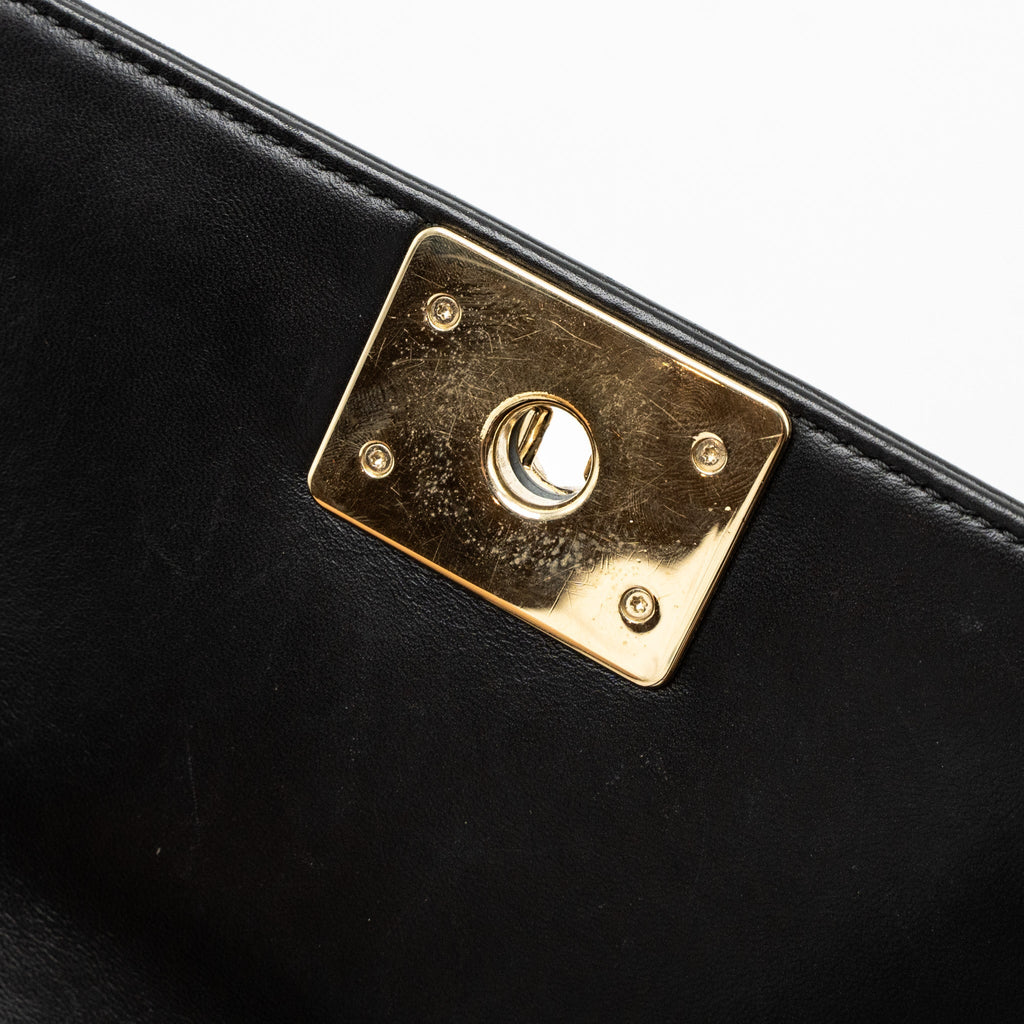 Chanel Small Chevron Boy Bag Lambskin Black