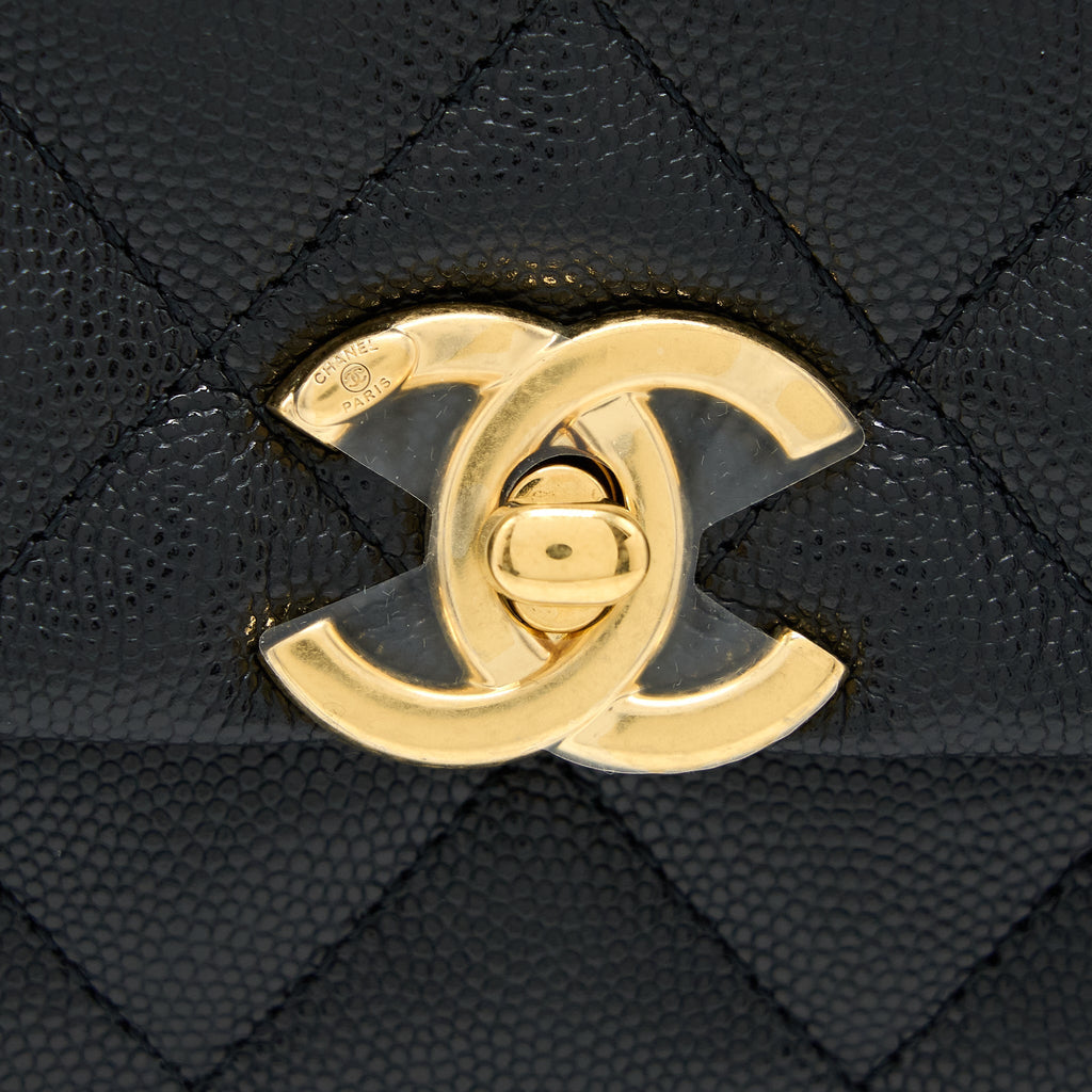 Chanel 22K Coco First Flap Bag Grained Calfskin Black  (Microchip)