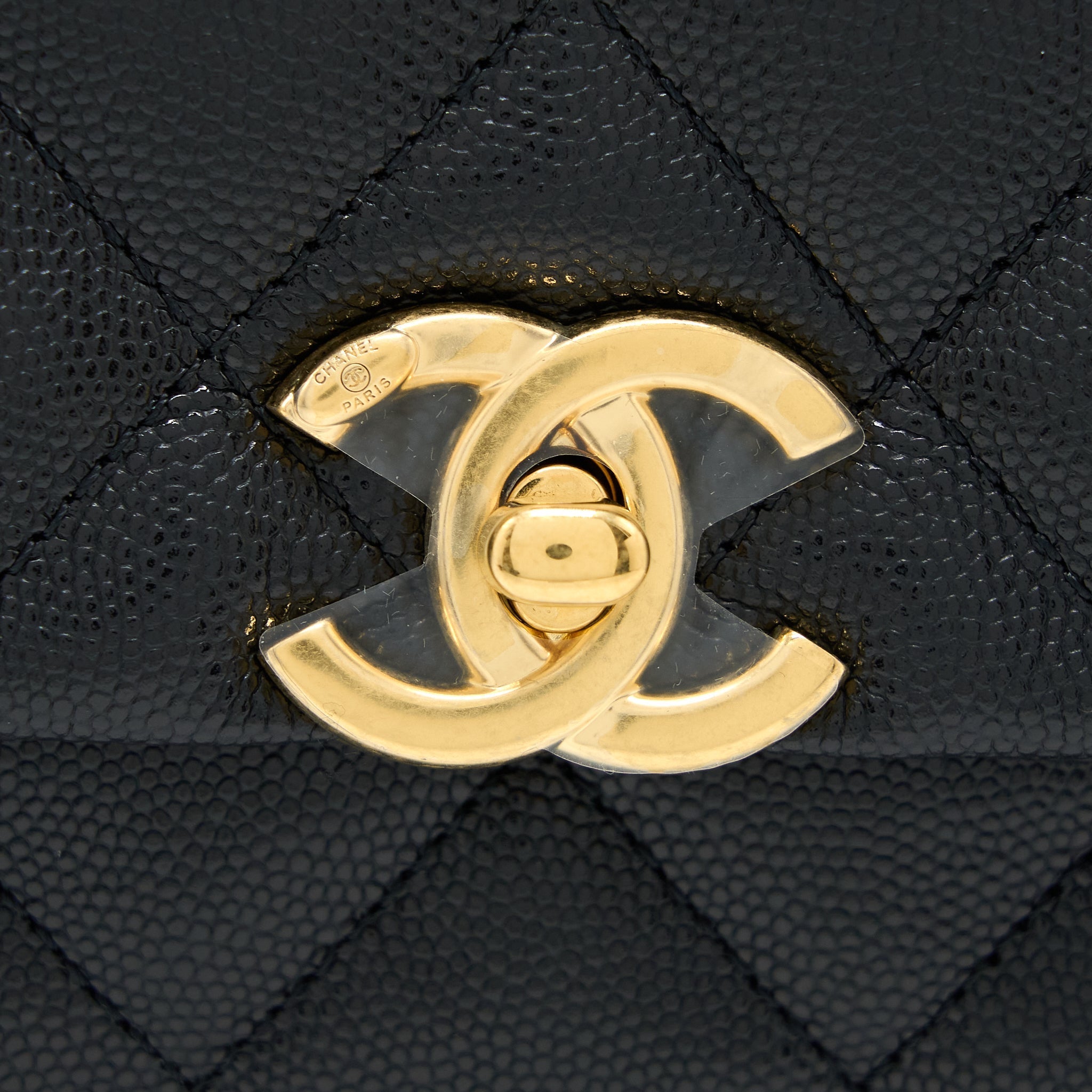 Chanel 22K Coco First Flap Bag Grained Calfskin Black  (Microchip)
